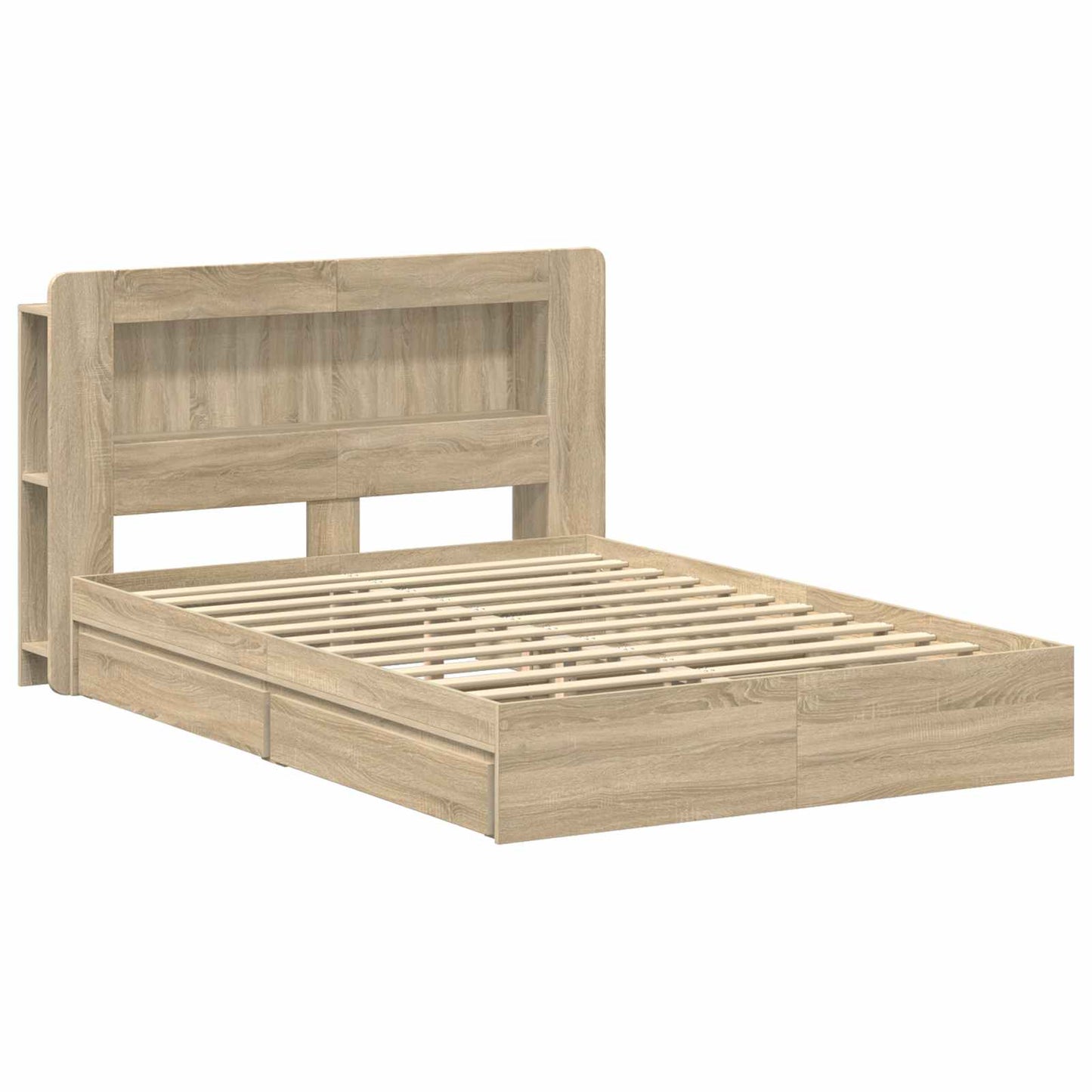 Sengeramme med oppbevaring med skuff Sonoma eik 150 x 200 cm