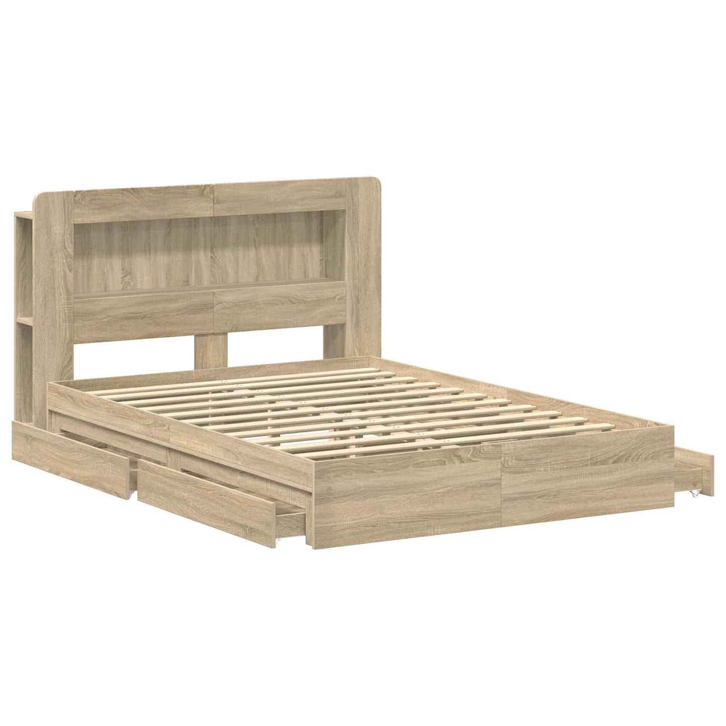 Sengeramme med oppbevaring med skuff Sonoma eik 150 x 200 cm