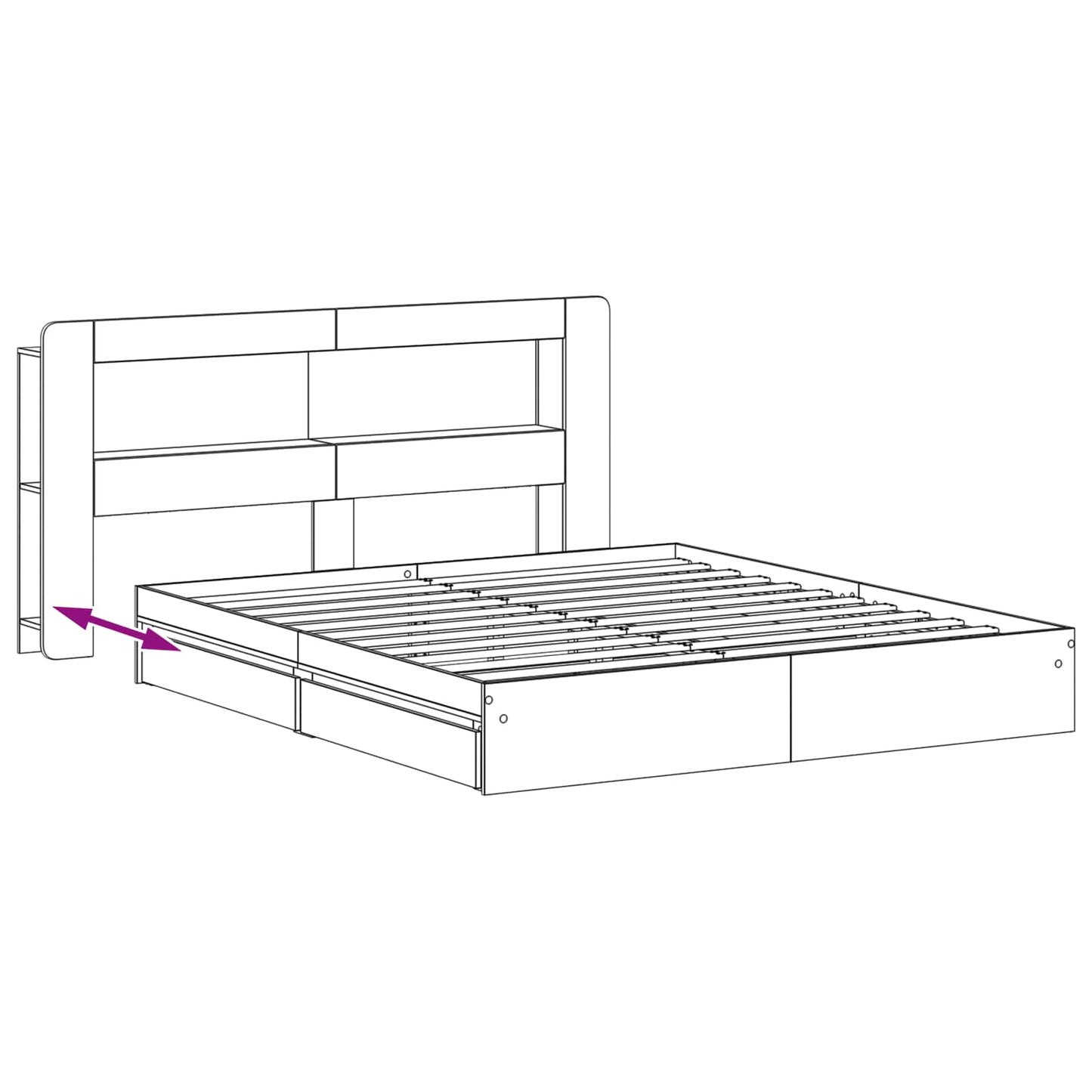 Sengeramme med oppbevaring Svart 200 x 200 cm Konstruert tre