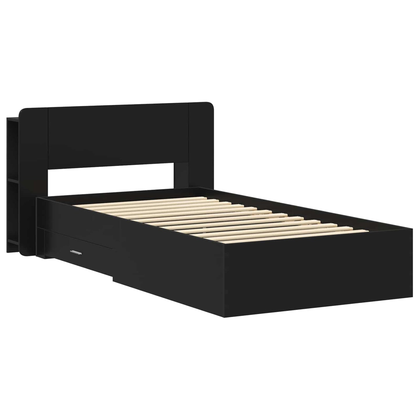 Sengeramme med oppbevaring Svart 75 x 190 cm Konstruert tre