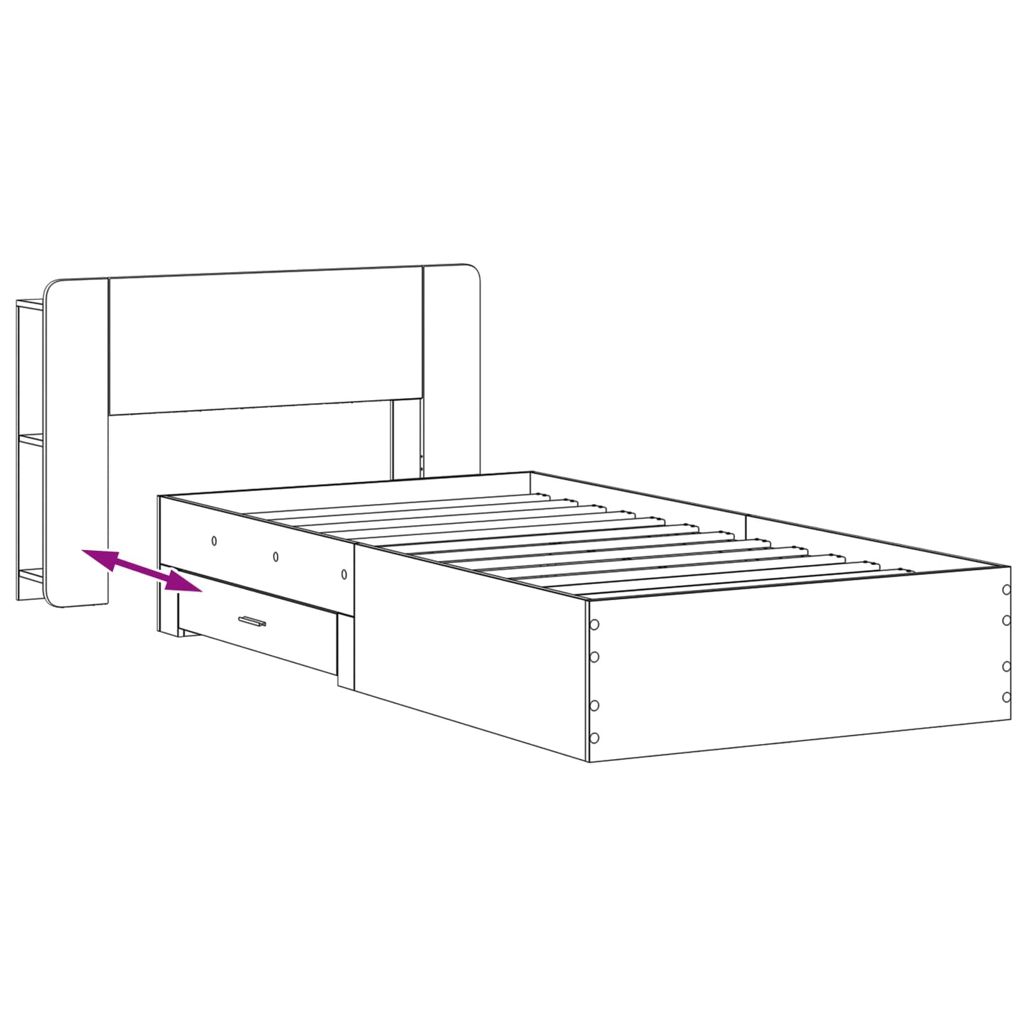 Sengeramme med oppbevaring Svart 75 x 190 cm Konstruert tre