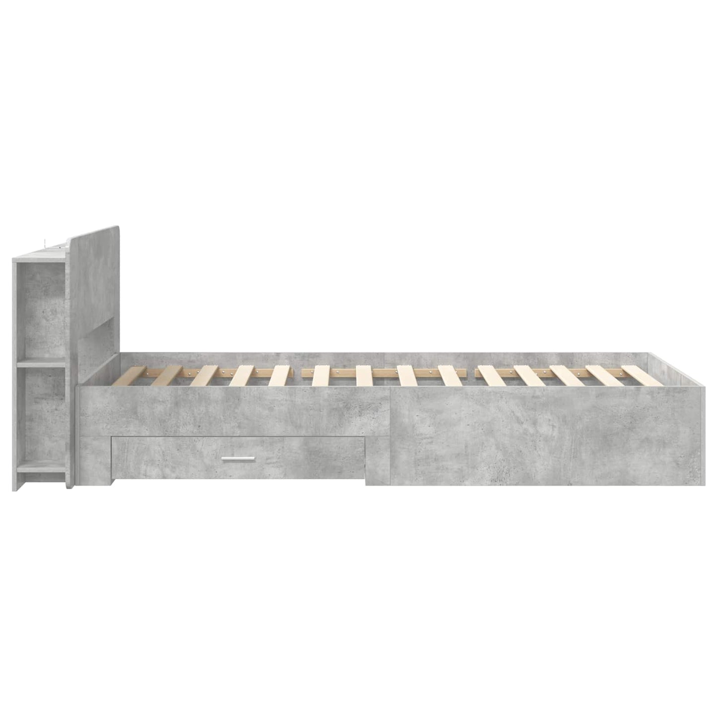 Sengeramme med oppbevaring Betonggrå 75 x 190 cm Konstruert tre