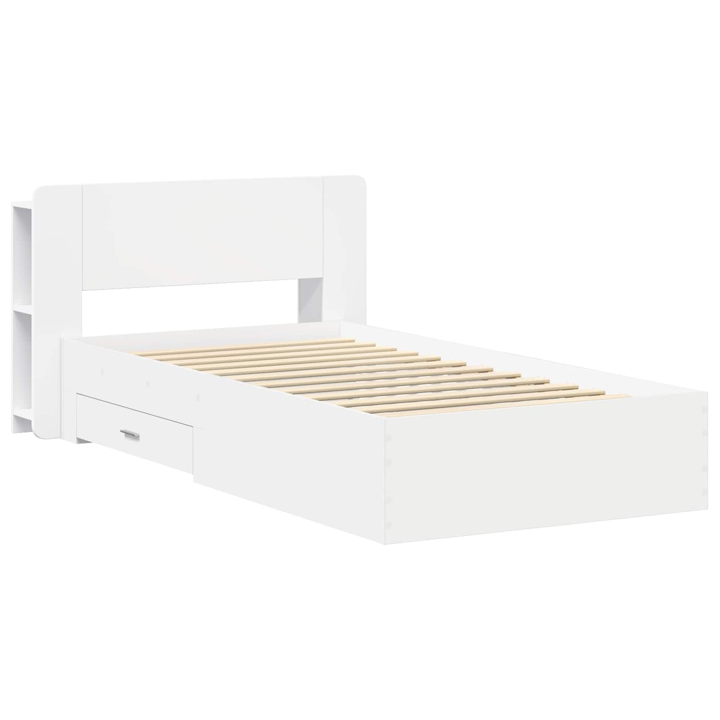 Sengeramme med oppbevaring Hvit 80 x 200 cm Konstruert tre