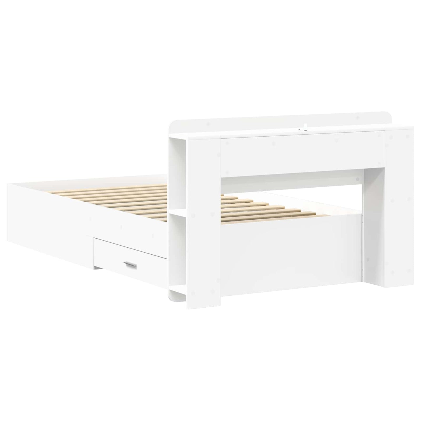 Sengeramme med oppbevaring Hvit 80 x 200 cm Konstruert tre