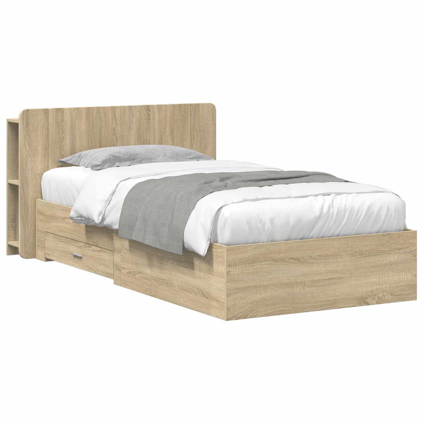 Sengeramme med oppbevaring Sonoma eik 100 x 200 cm