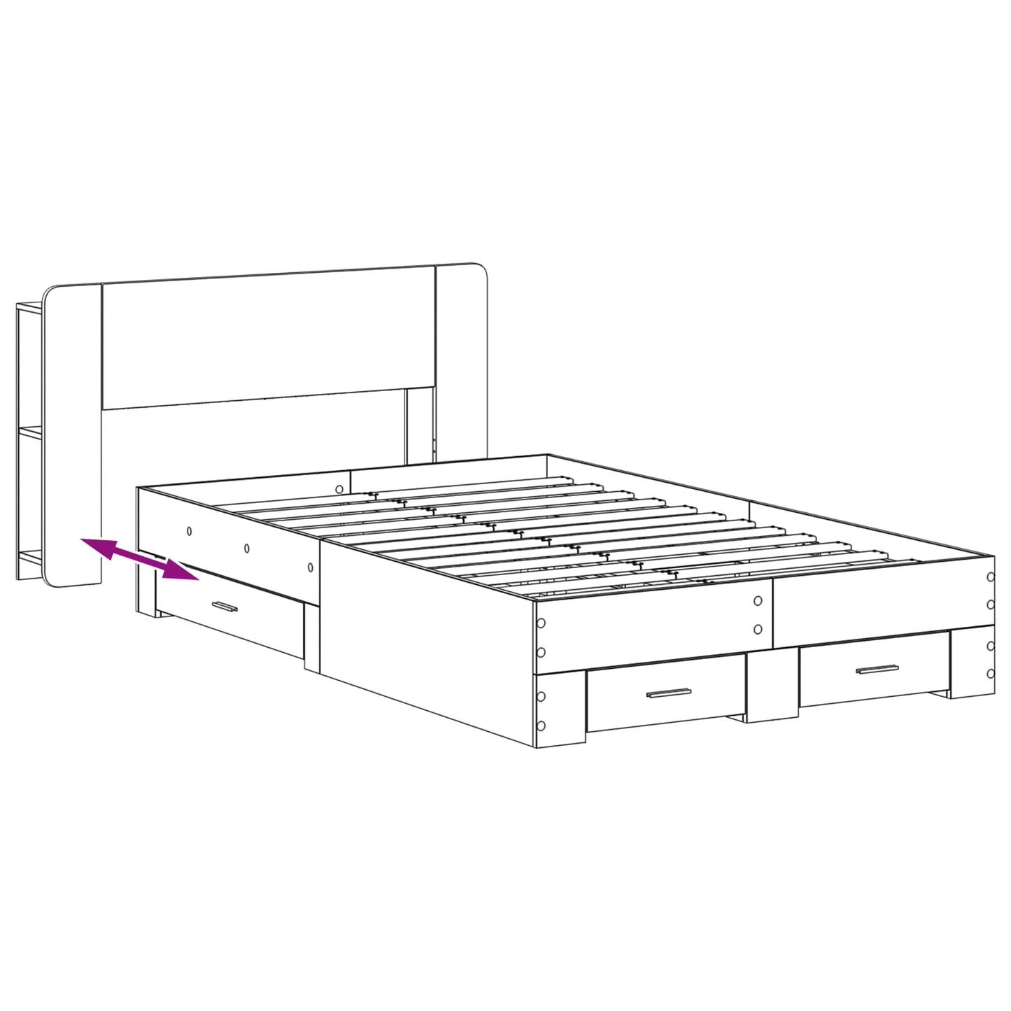 Sengeramme med oppbevaring Artisan eik 120 x 190 cm