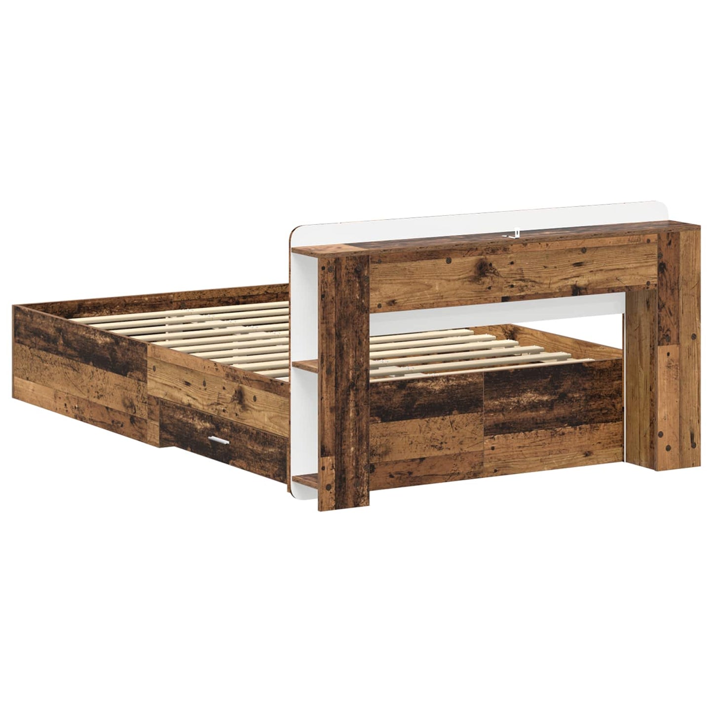 Sengeramme med oppbevaring Gammelt tre 120 x 190 cm