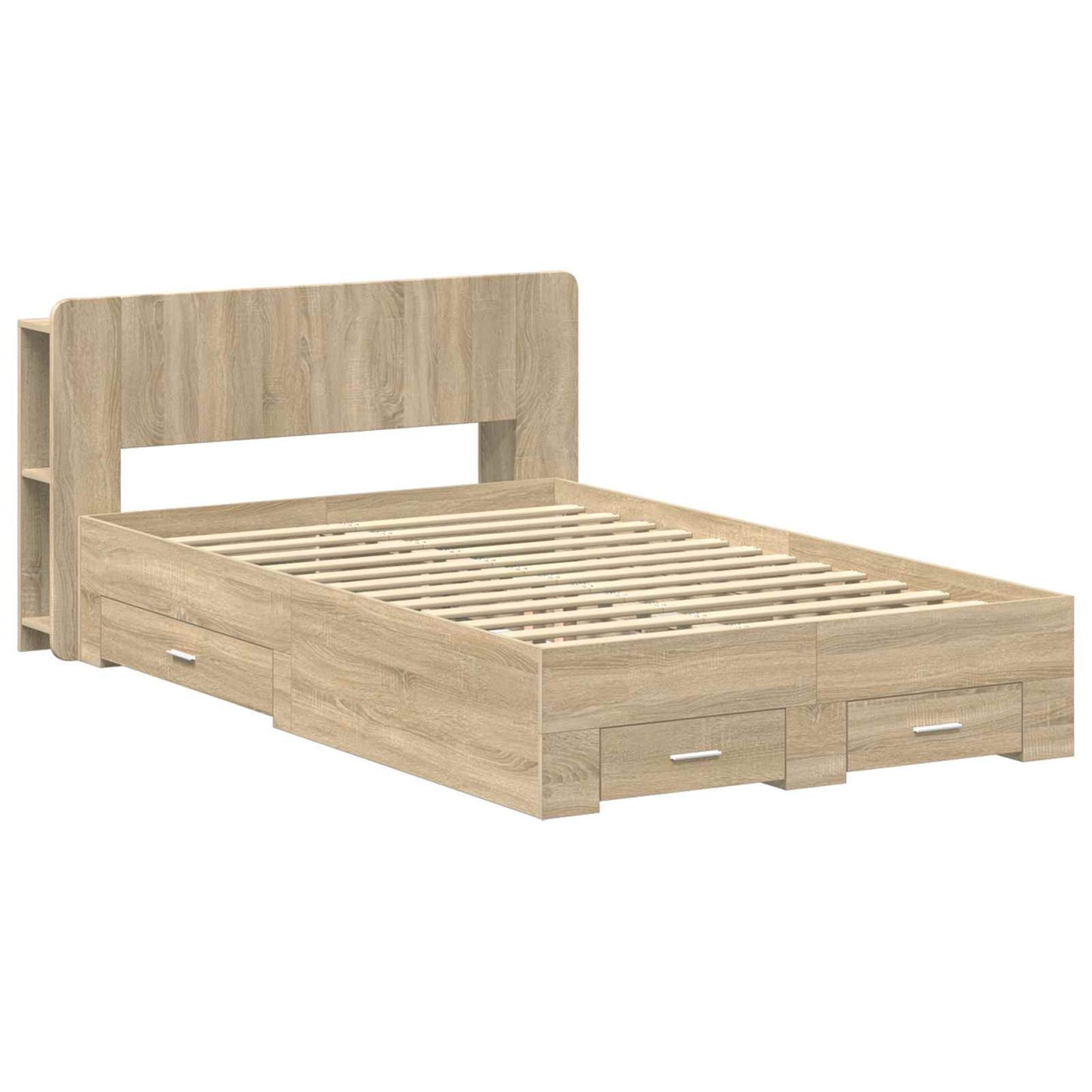 Sengeramme med oppbevaring Sonoma eik 120 x 200 cm