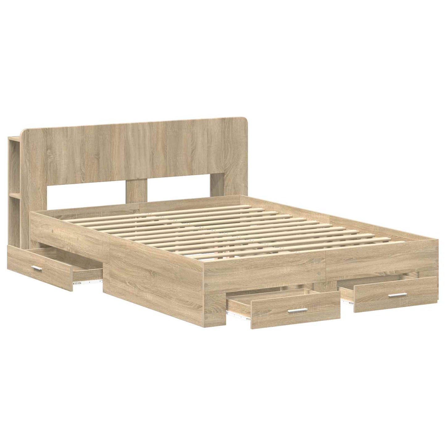 Sengeramme med oppbevaring Sonoma eik 150 x 200 cm