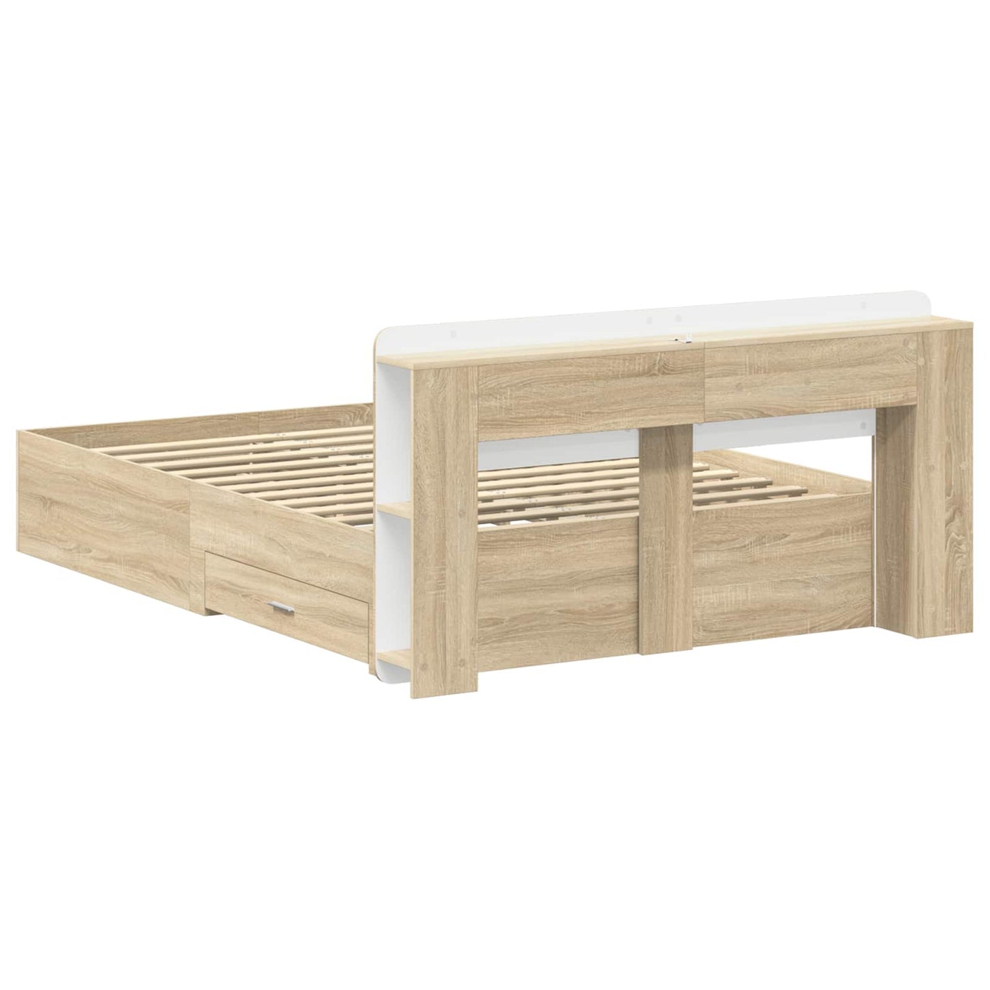 Sengeramme med oppbevaring Sonoma eik 150 x 200 cm