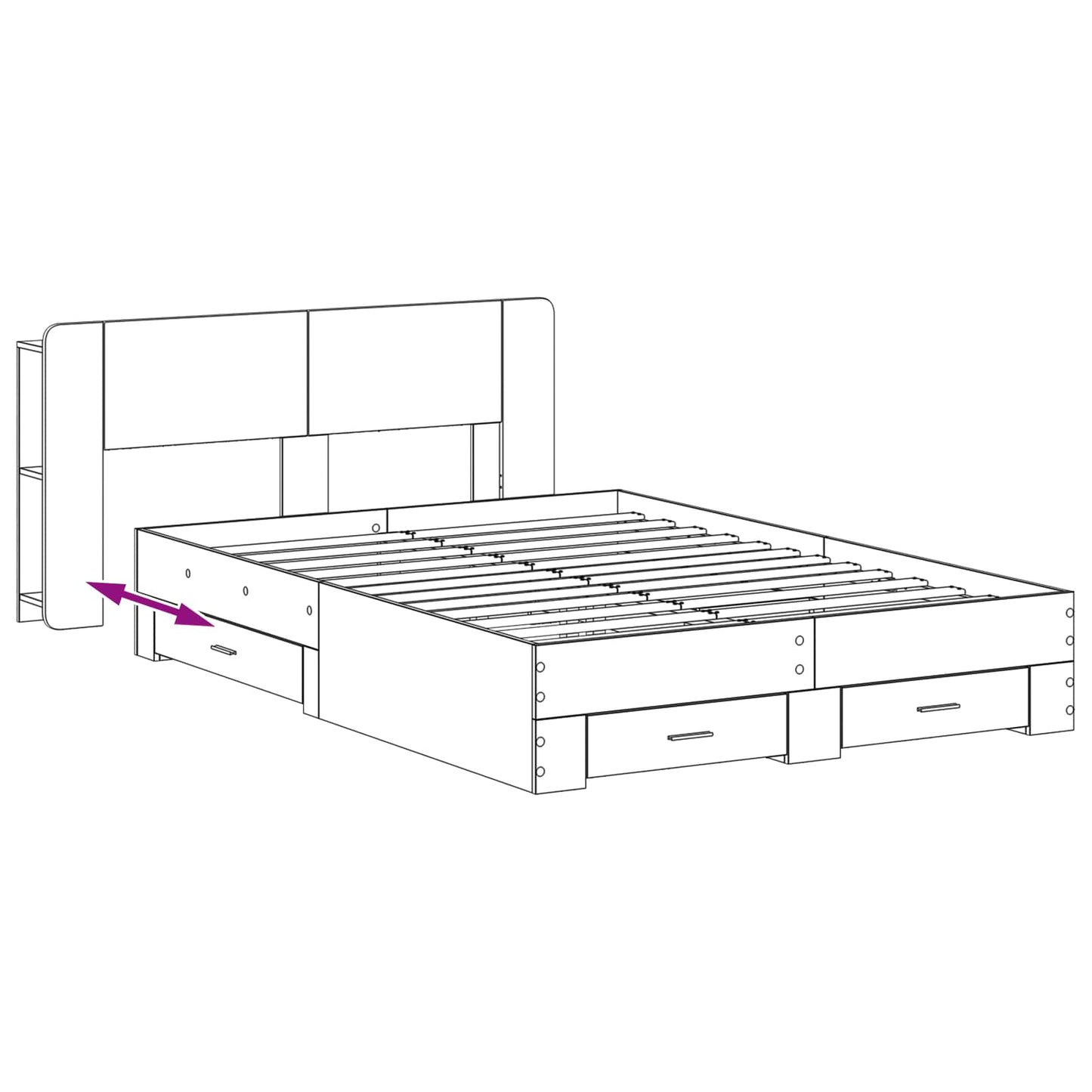Sengeramme med oppbevaring Sonoma eik 150 x 200 cm