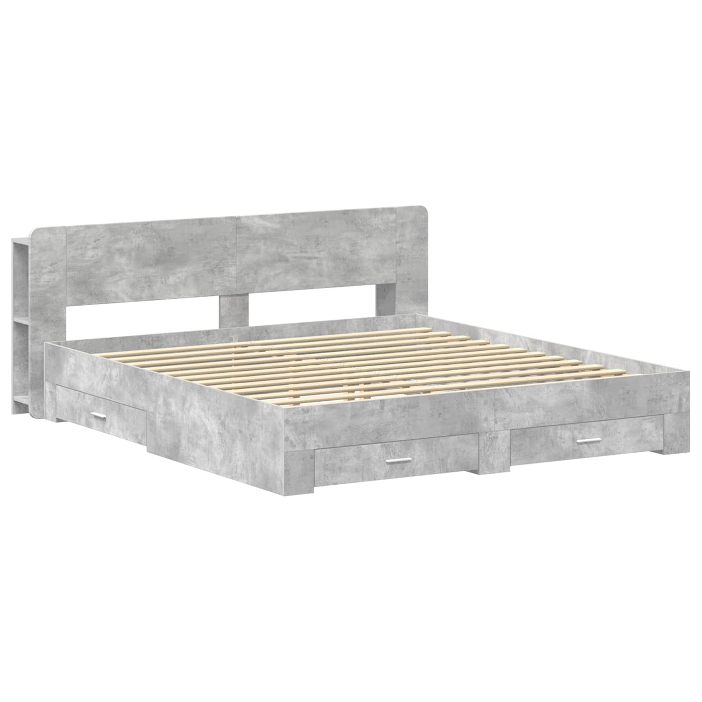 Sengeramme med oppbevaring Betonggrå 200 x 200 cm