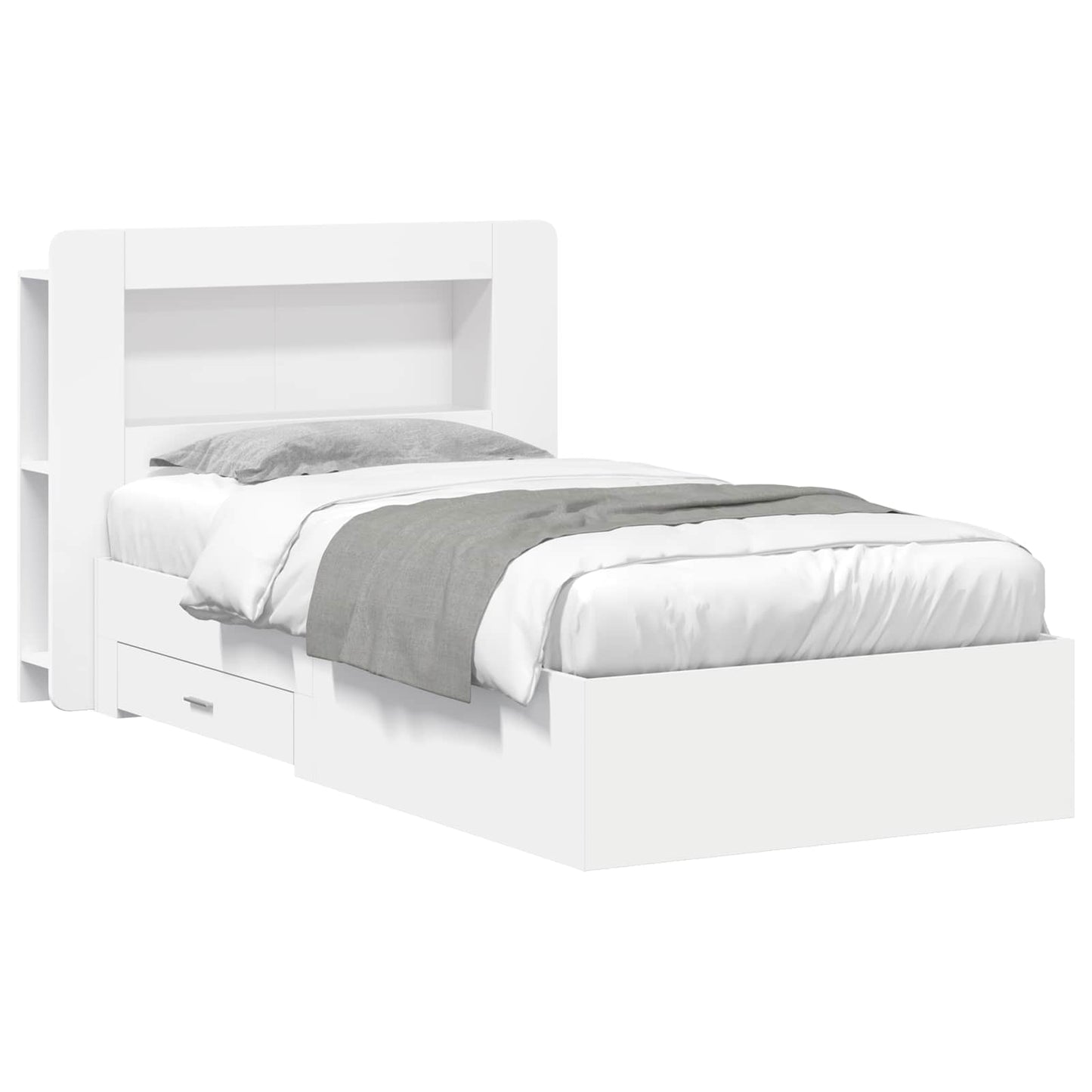 Sengeramme med oppbevaring Hvit 80 x 200 cm Konstruert tre