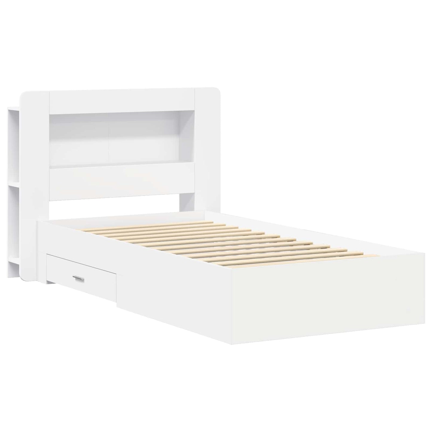Sengeramme med oppbevaring Hvit 80 x 200 cm Konstruert tre
