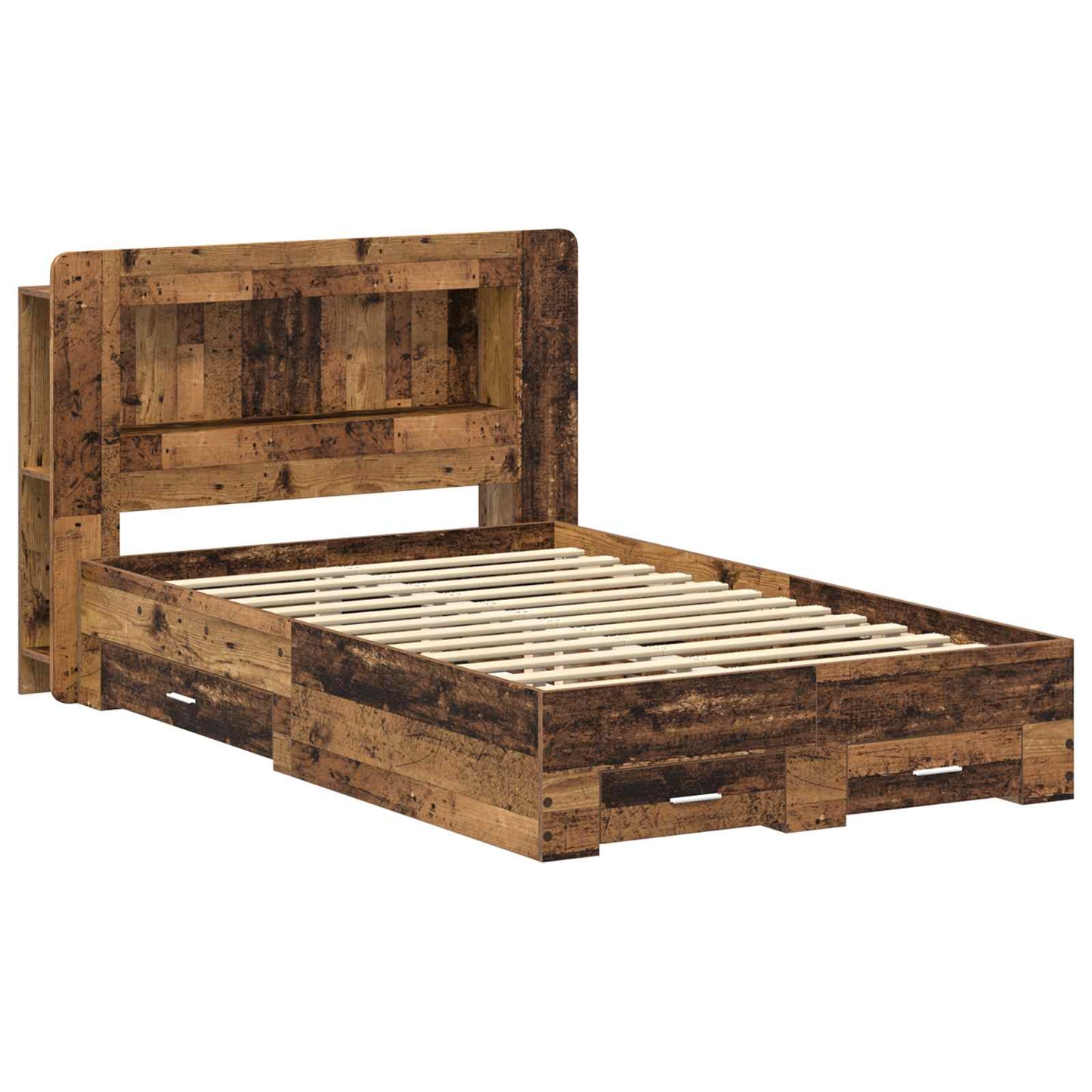 Sengeramme med oppbevaring Gammelt tre 120 x 190 cm