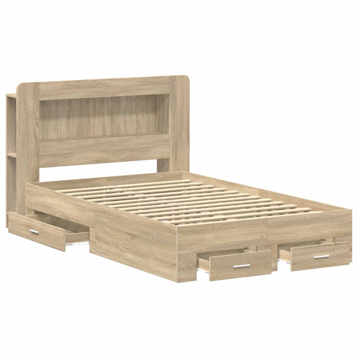 Sengeramme med oppbevaring Sonoma eik 120 x 200 cm
