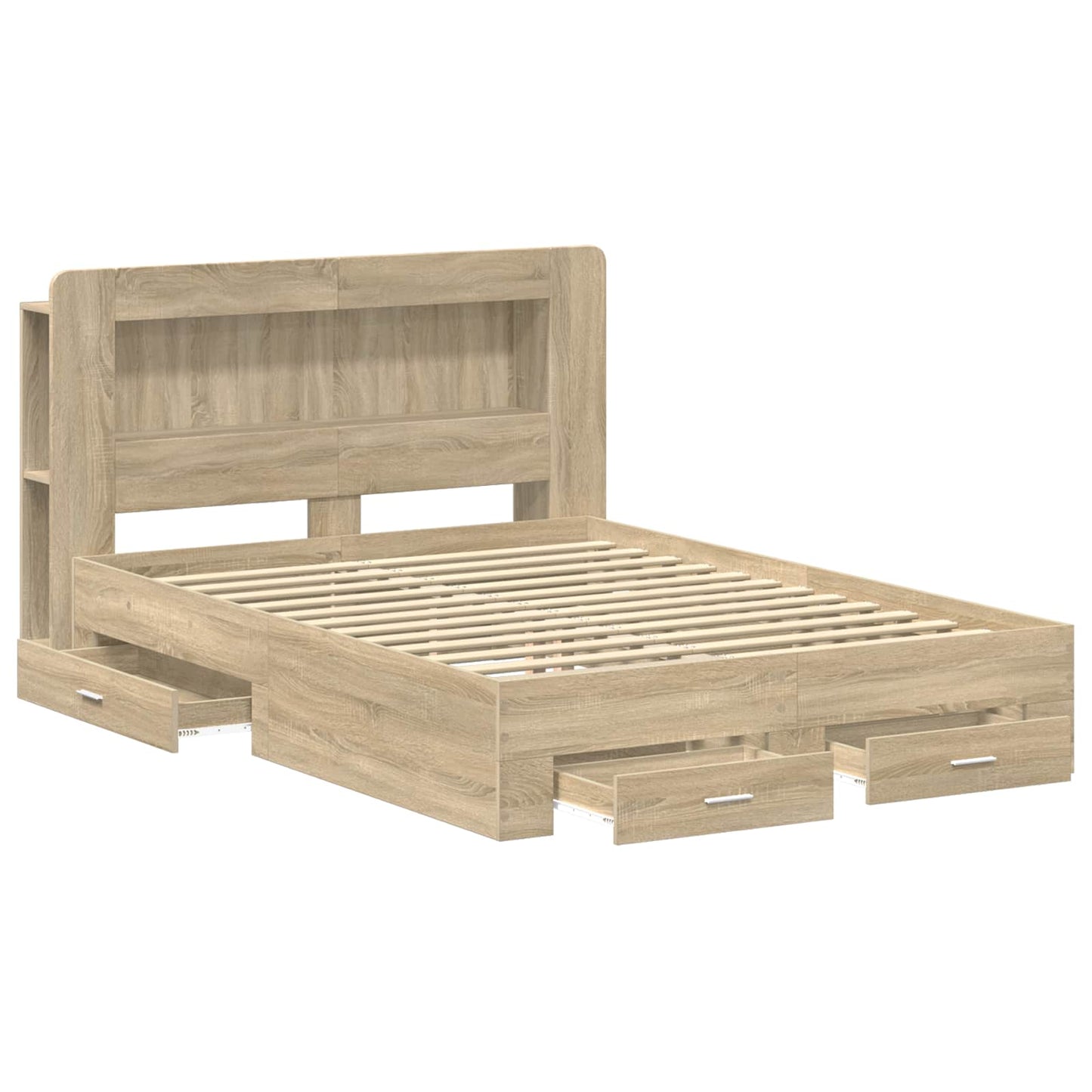 Sengeramme med oppbevaring Sonoma eik 150 x 200 cm