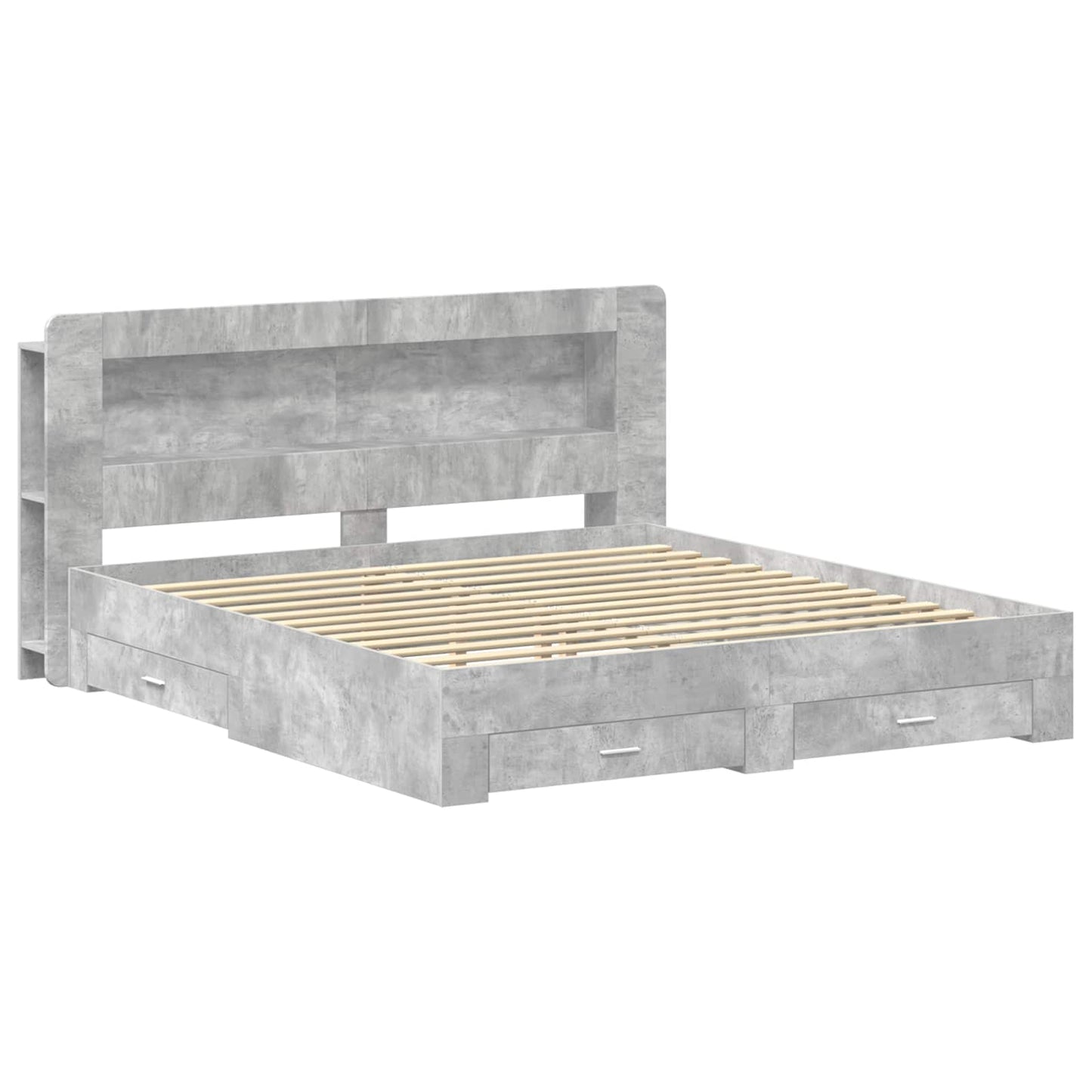 Sengeramme med oppbevaring Betonggrå 200 x 200 cm