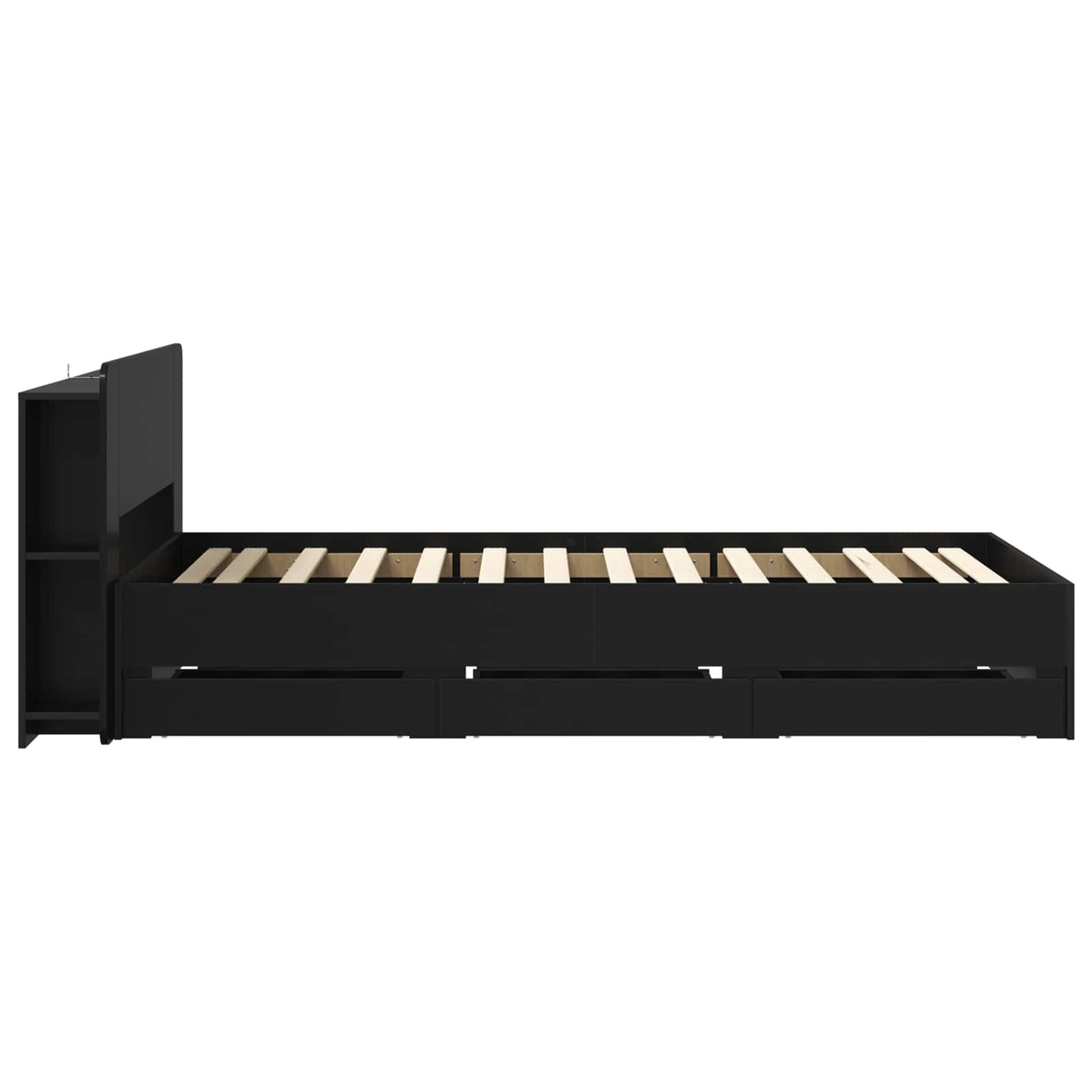 Sengeramme med oppbevaring Svart 75 x 190 cm Konstruert tre
