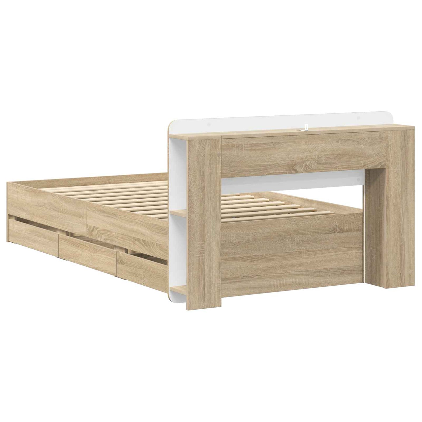 Sengeramme med oppbevaring Sonoma eik 75 x 190 cm