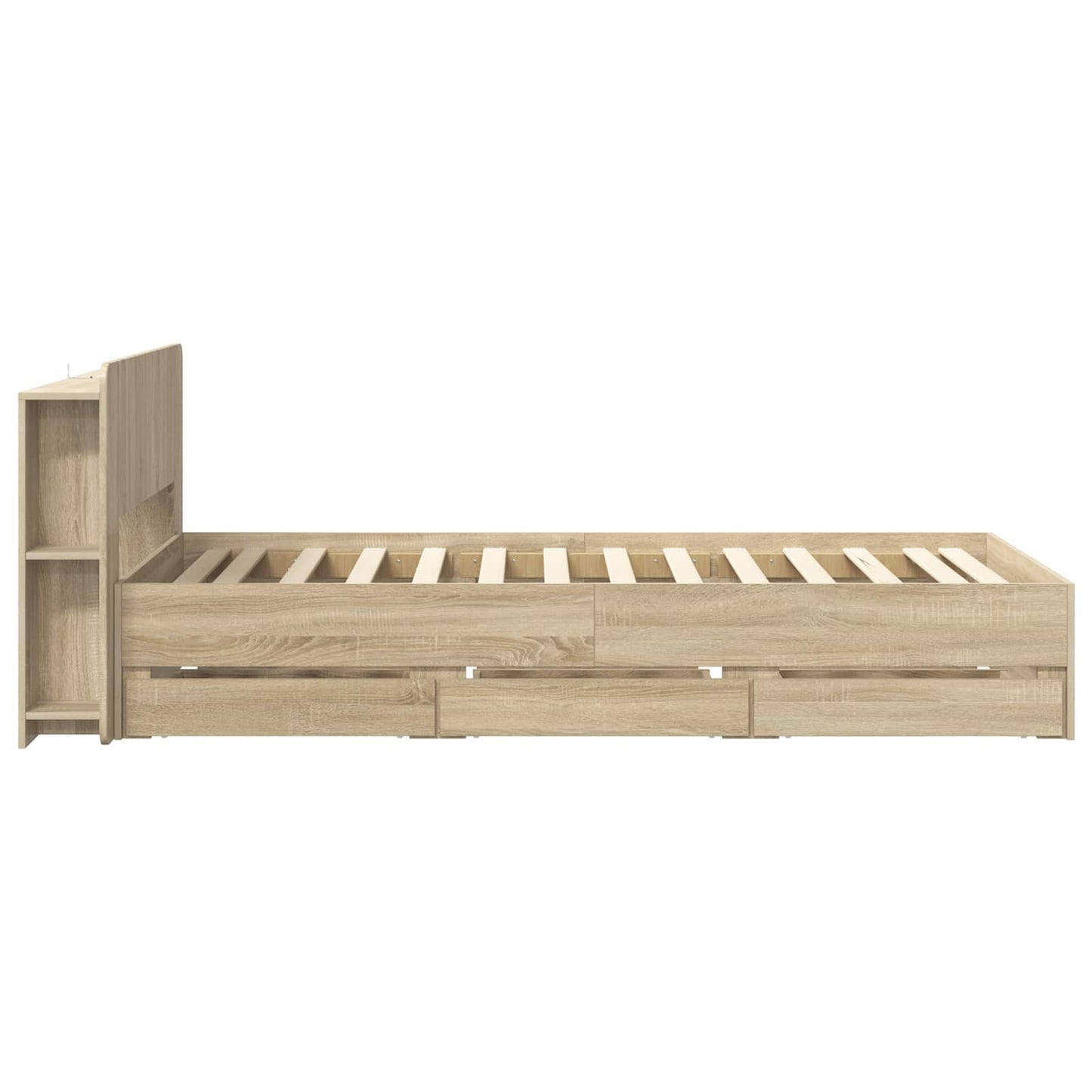 Sengeramme med oppbevaring Sonoma eik 75 x 190 cm