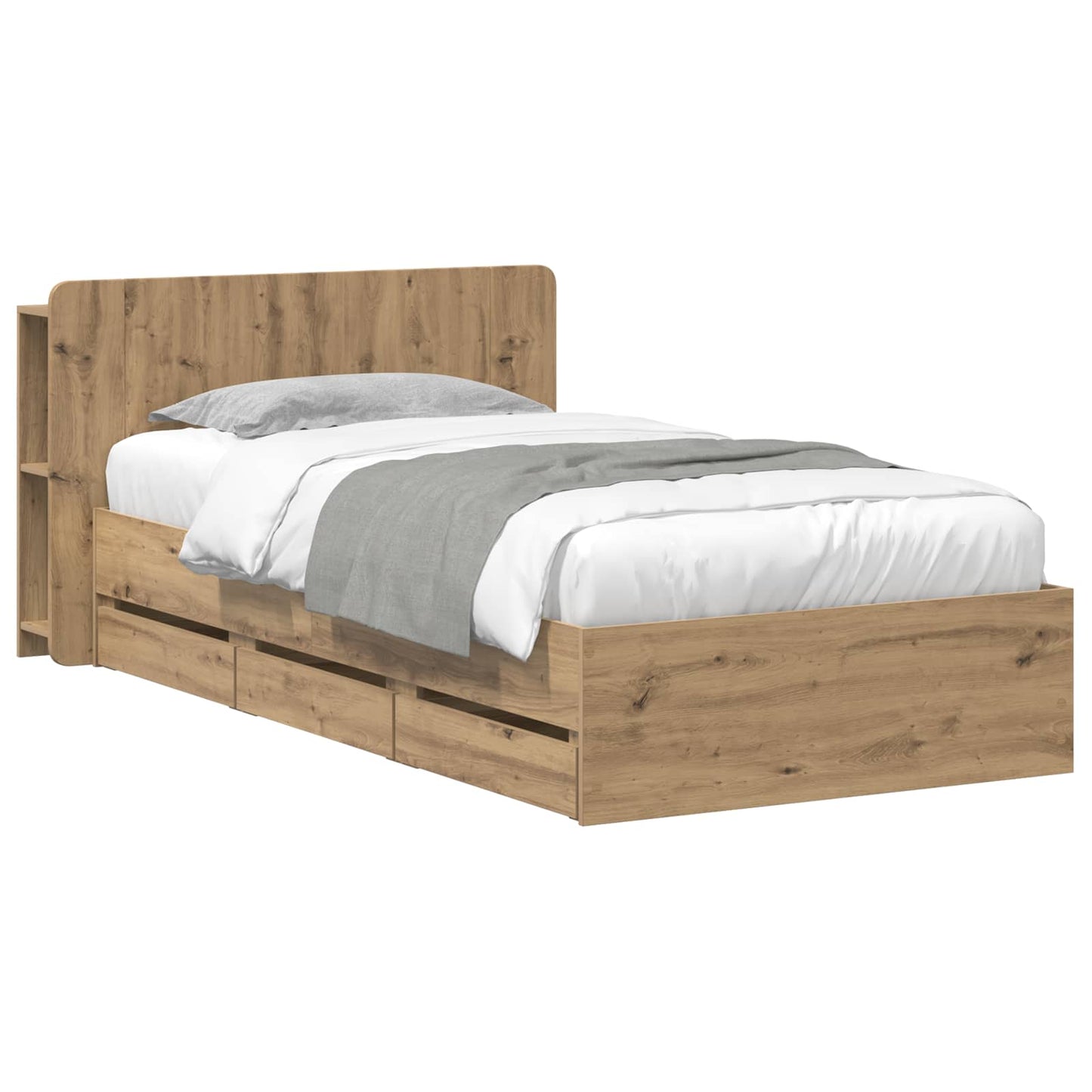 Sengeramme med oppbevaring Artisan eik 80 x 200 cm
