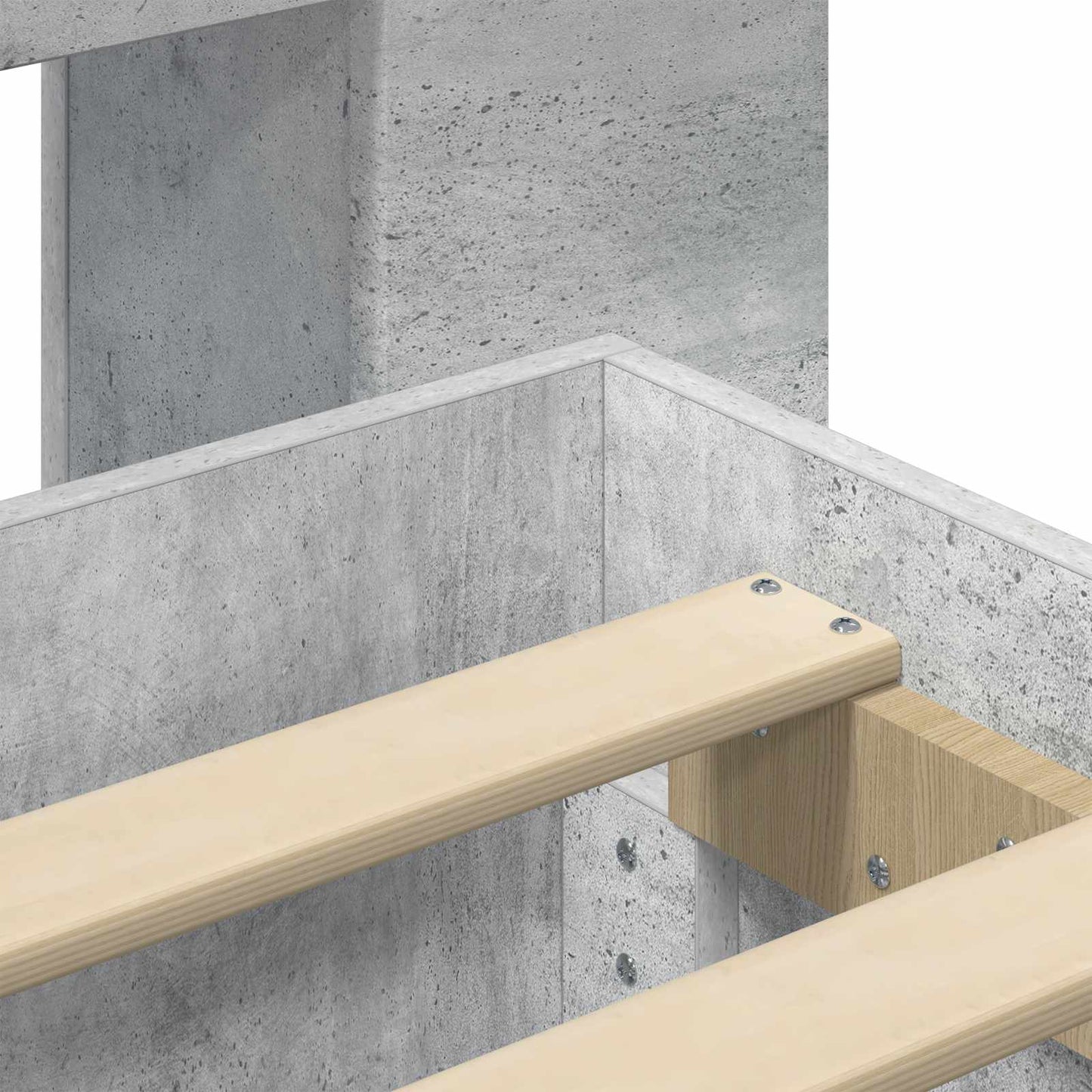 Sengeramme med oppbevaring Betonggrå 80 x 200 cm Konstruert tre
