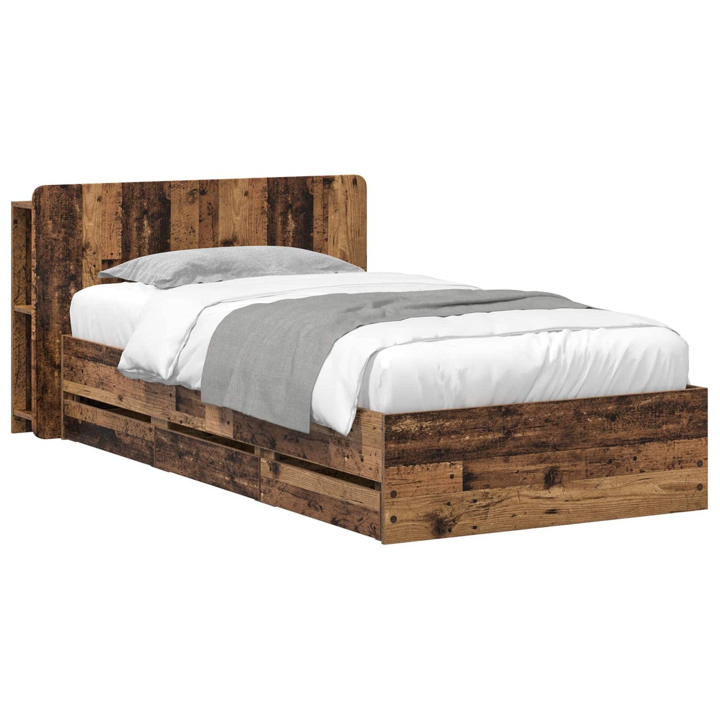 Sengeramme med oppbevaring Gammelt tre 80 x 200 cm