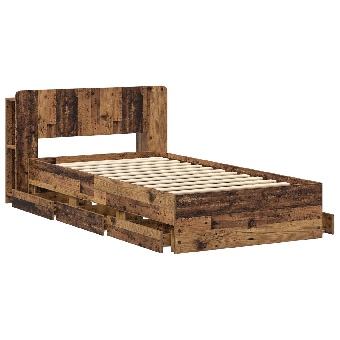 Sengeramme med oppbevaring Gammelt tre 80 x 200 cm