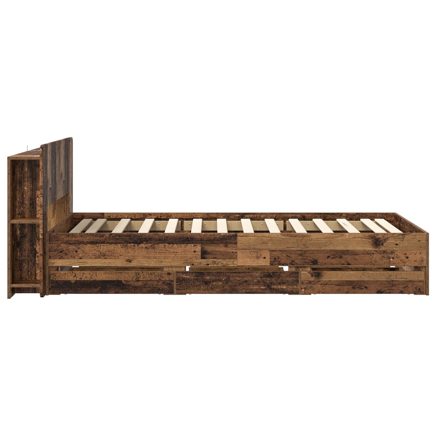 Sengeramme med oppbevaring Gammelt tre 80 x 200 cm