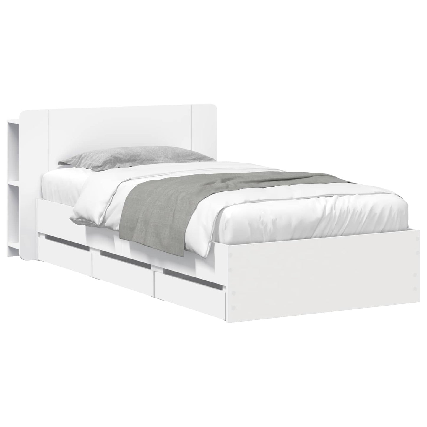 Sengeramme med oppbevaring Hvit 80 x 200 cm Konstruert tre