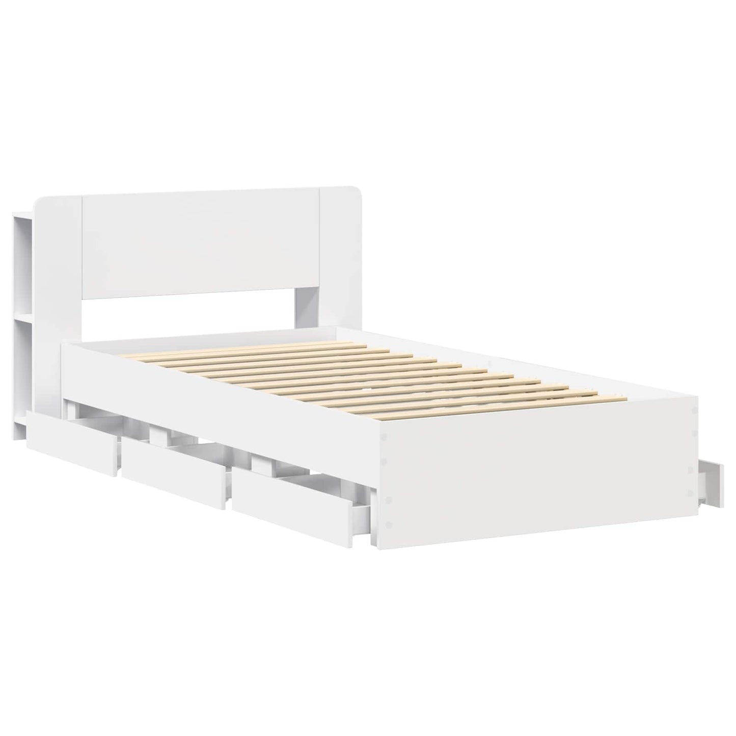 Sengeramme med oppbevaring Hvit 80 x 200 cm Konstruert tre