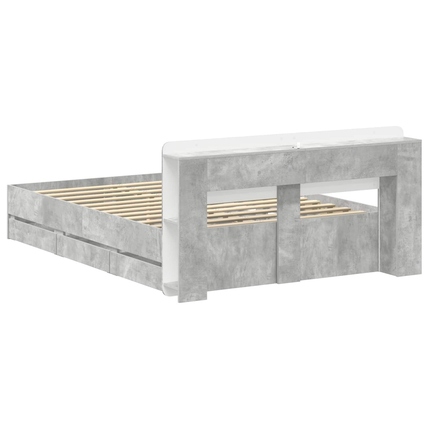 Sengeramme med oppbevaring Betonggrå 150 x 200 cm