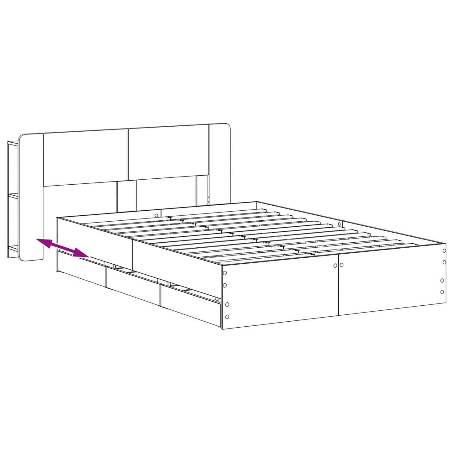 Sengeramme med oppbevaring Hvit 150 x 200 cm Konstruert tre