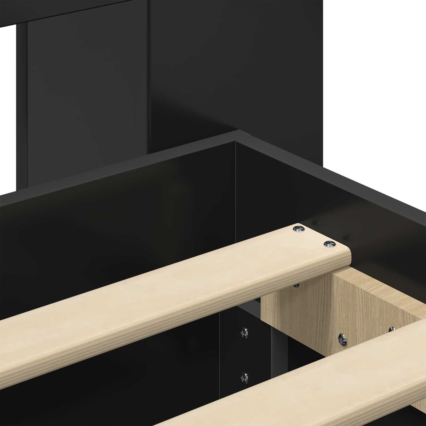 Sengeramme med oppbevaring Svart 160 x 200 cm Konstruert tre