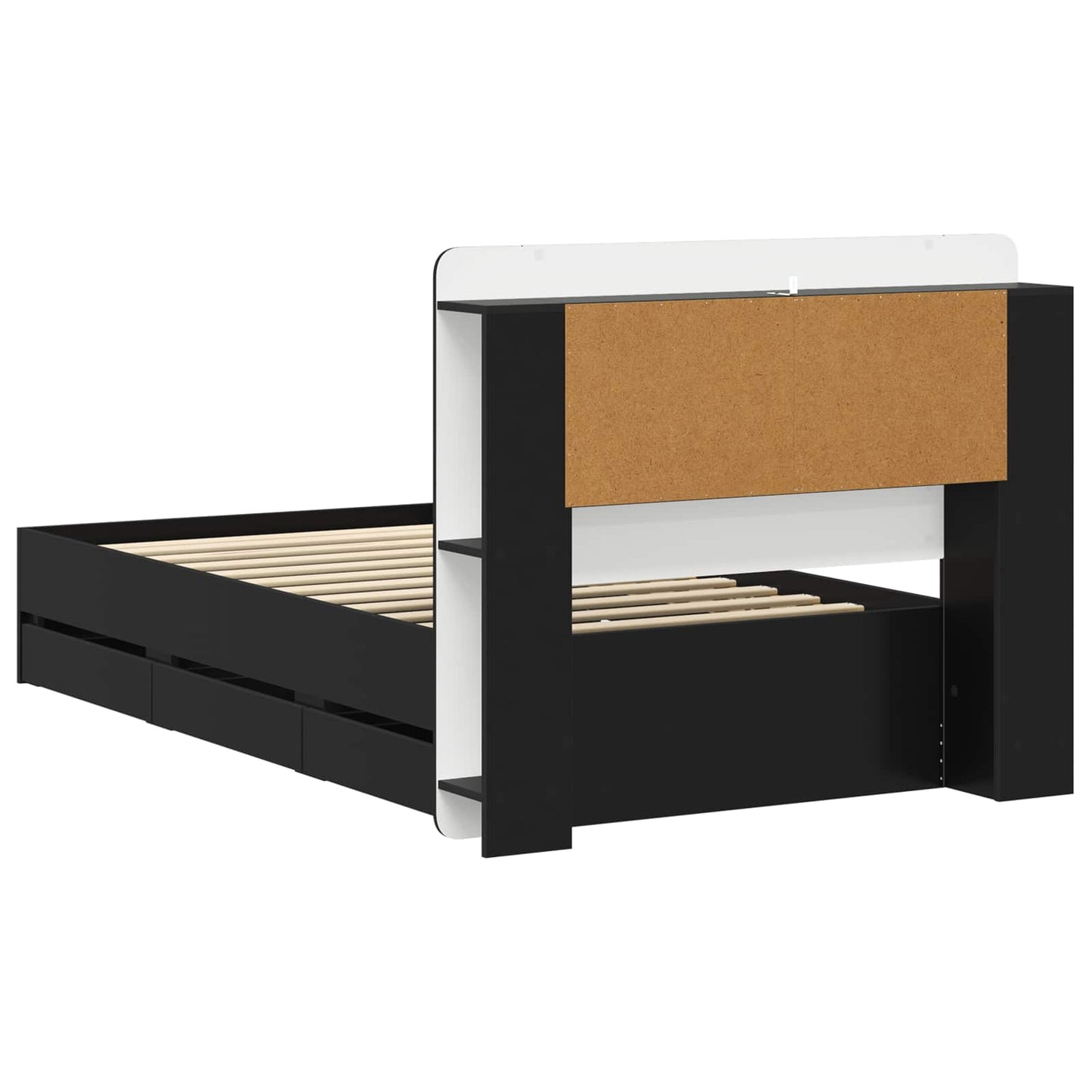 Sengeramme med oppbevaring Svart 75 x 190 cm Konstruert tre