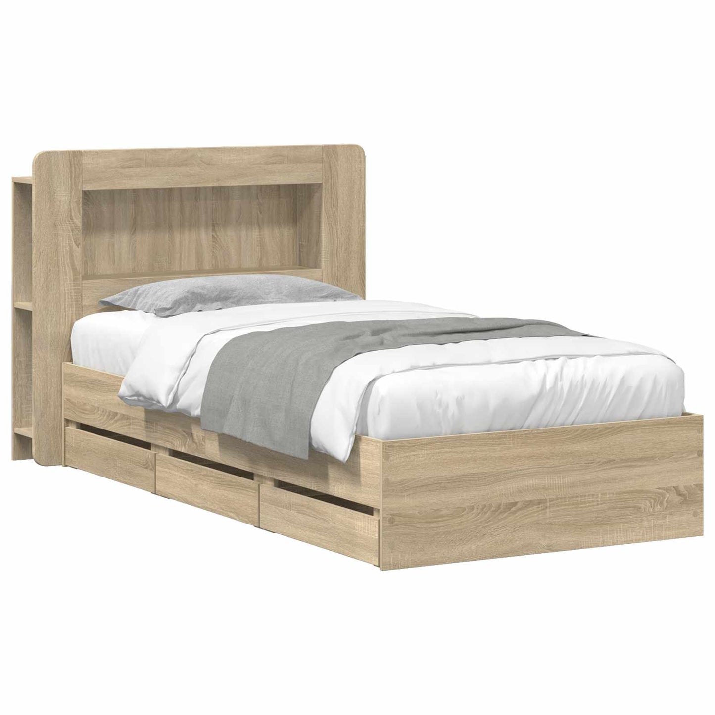 Sengeramme med oppbevaring Sonoma eik 75 x 190 cm