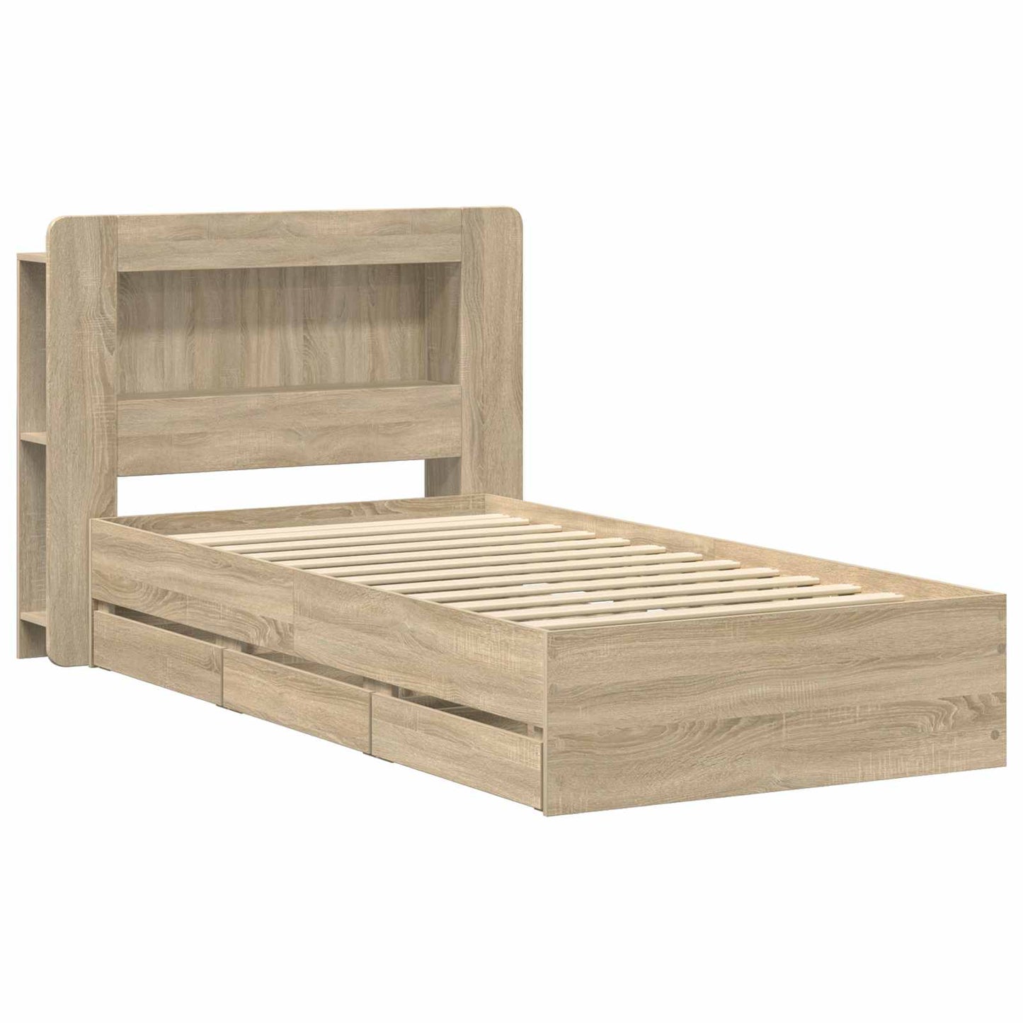 Sengeramme med oppbevaring Sonoma eik 75 x 190 cm