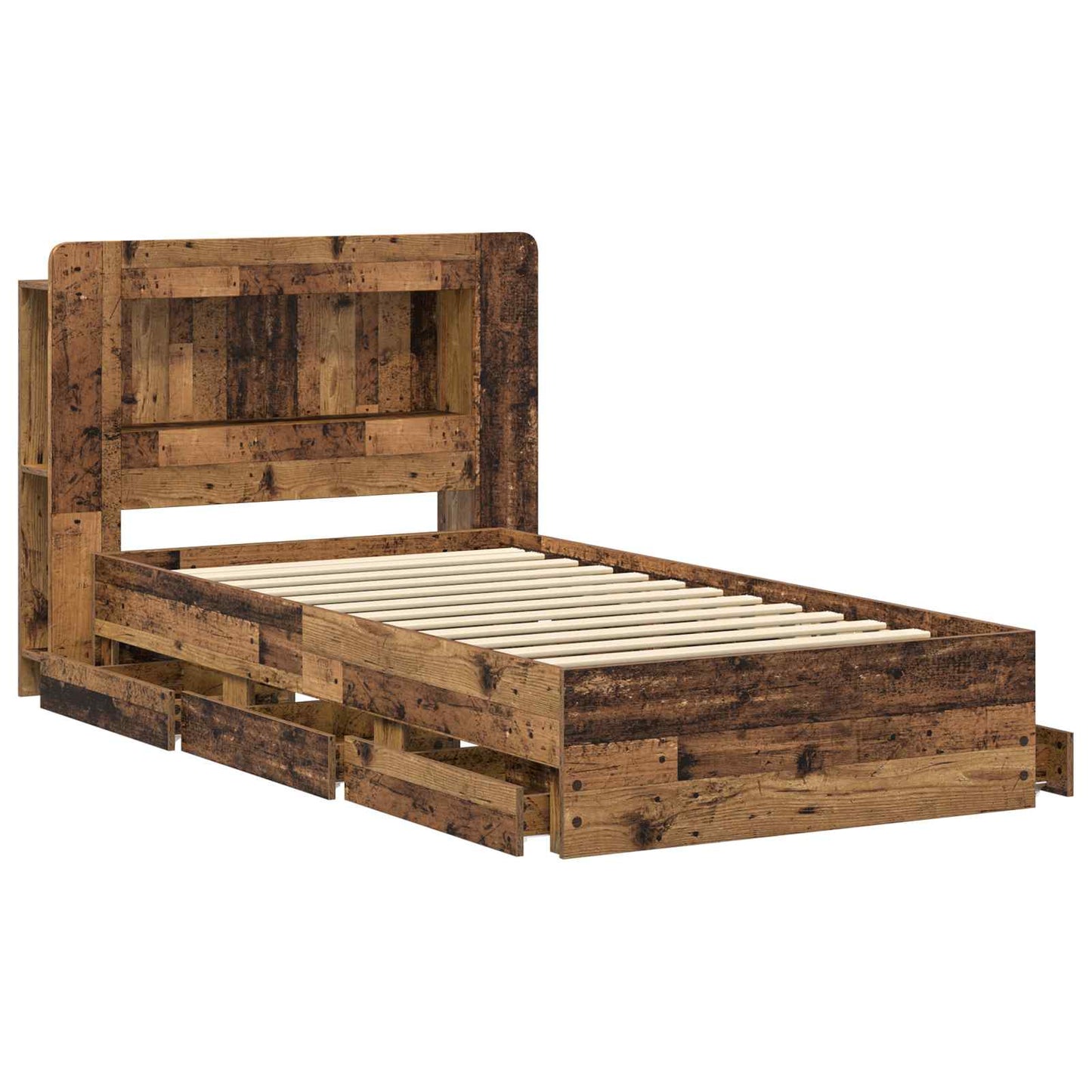 Sengeramme med oppbevaring Gammelt tre 80 x 200 cm