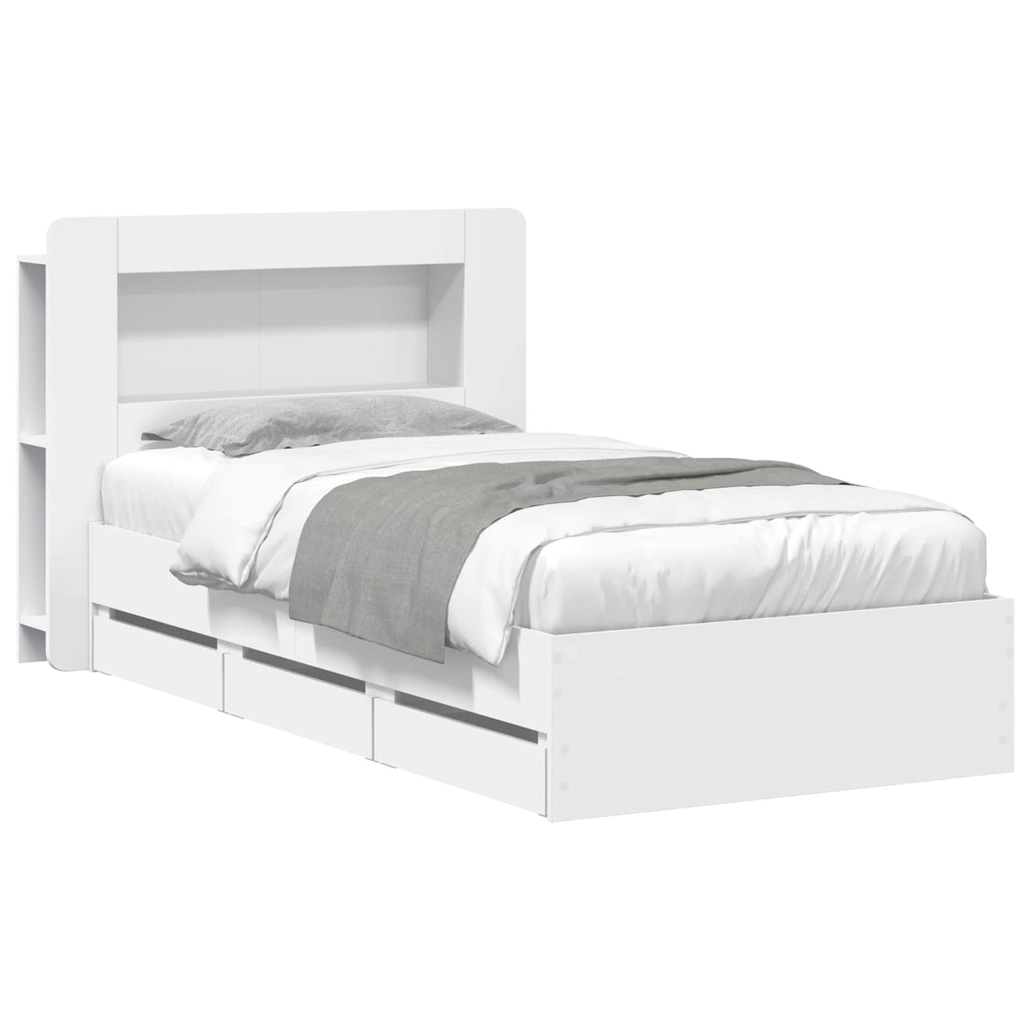 Sengeramme med oppbevaring Hvit 80 x 200 cm Konstruert tre