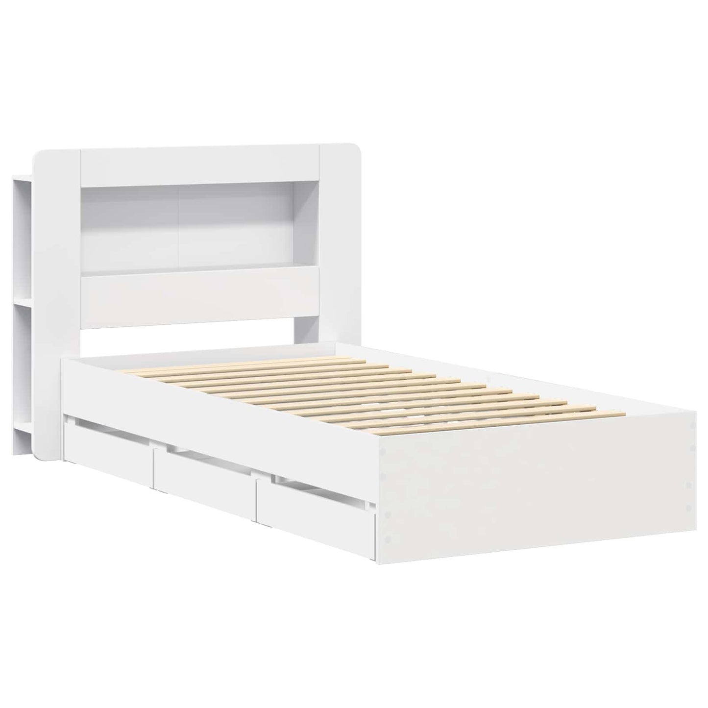 Sengeramme med oppbevaring Hvit 80 x 200 cm Konstruert tre
