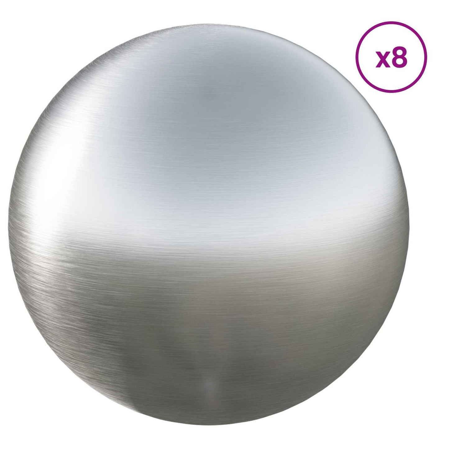 Børstet Ball 8 pcs Ø 5 cm Sølv Rustfritt stål 201