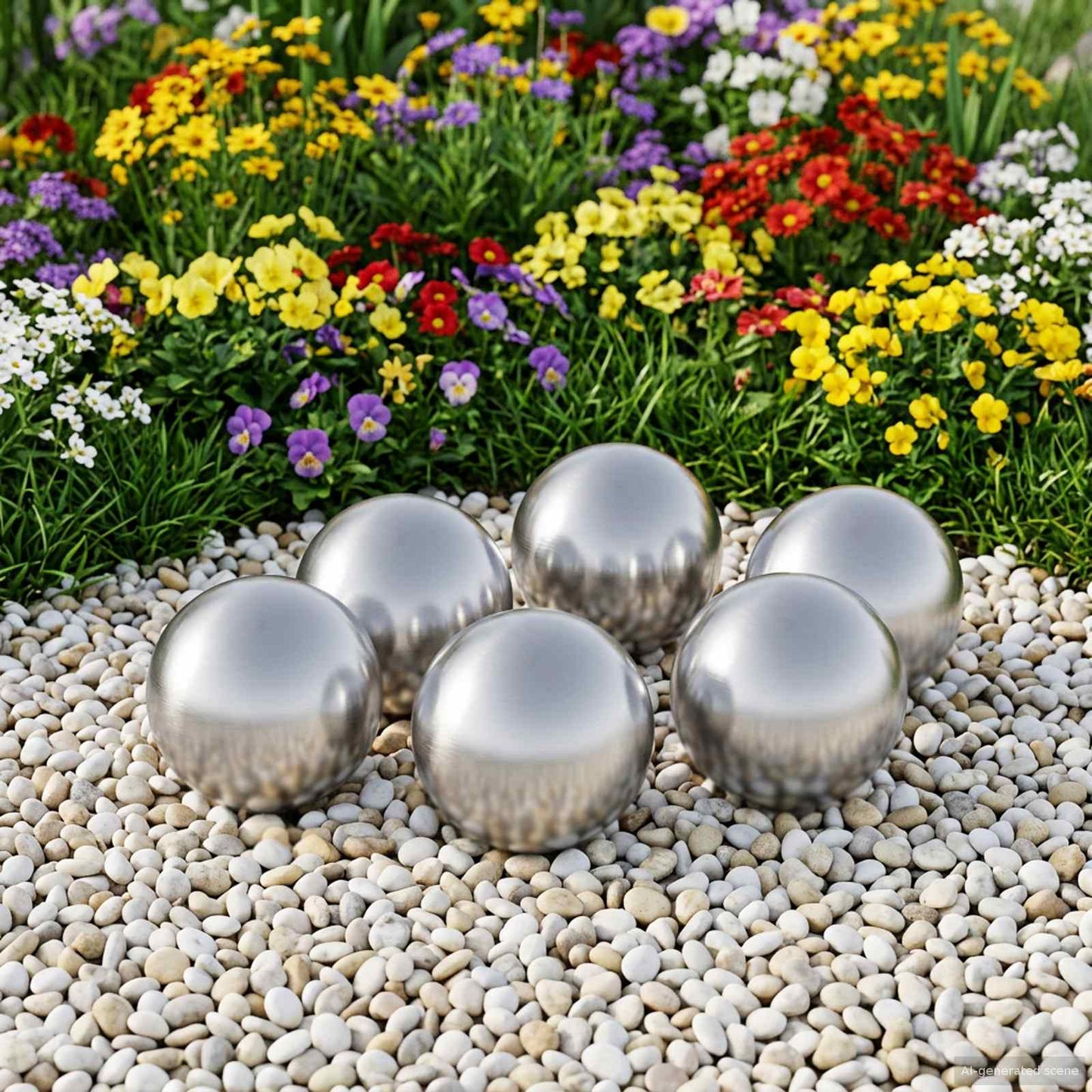Børstet Ball 6 pcs Ø 7,5 cm Sølv Rustfritt stål 201