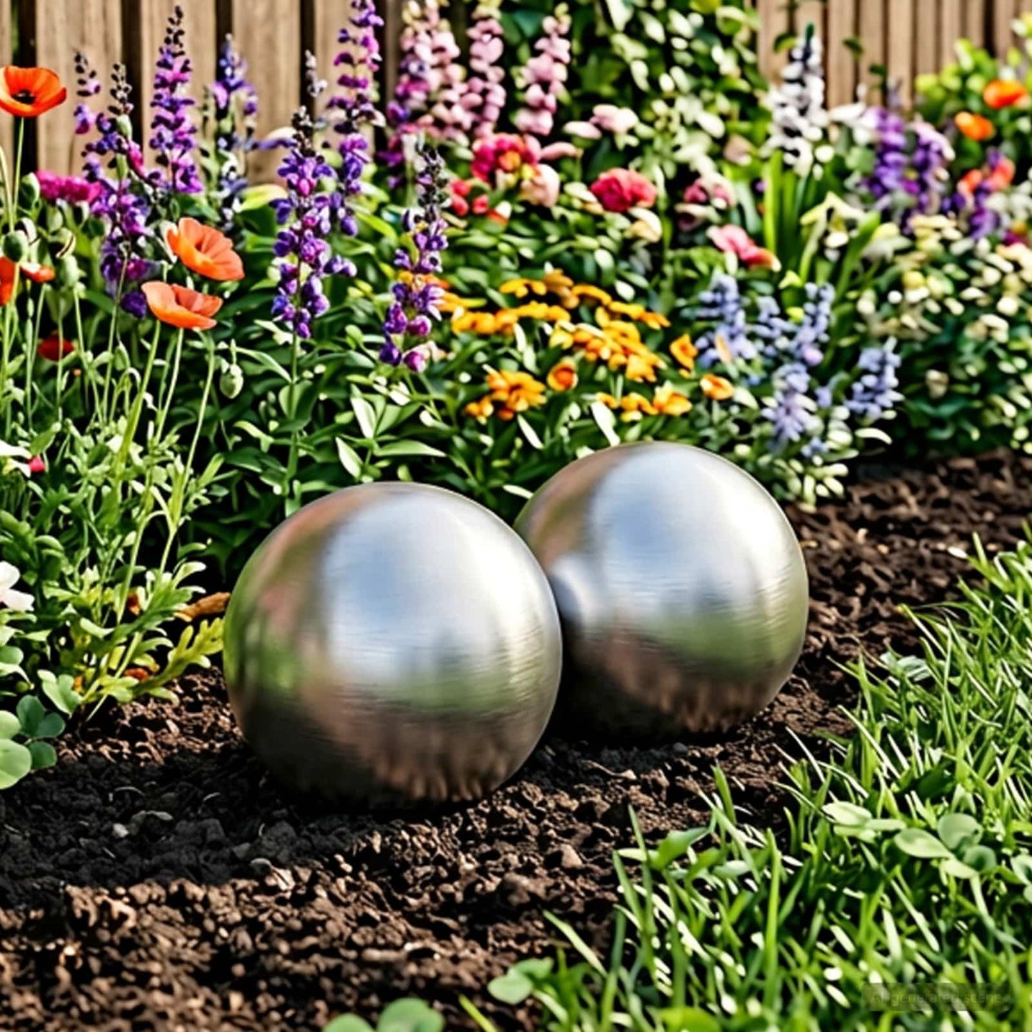 Børstet Ball 2 pcs Ø 15 cm Sølv Rustfritt stål 201