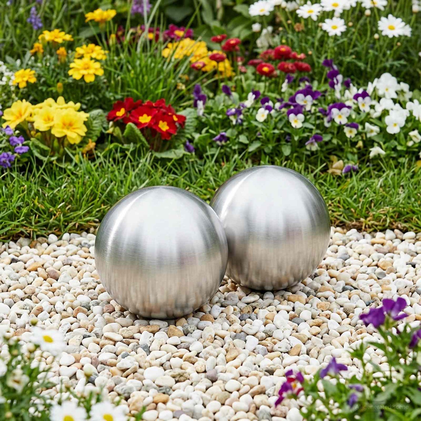 Børstet Ball 2 pcs Ø 15 cm Sølv Rustfritt stål 201