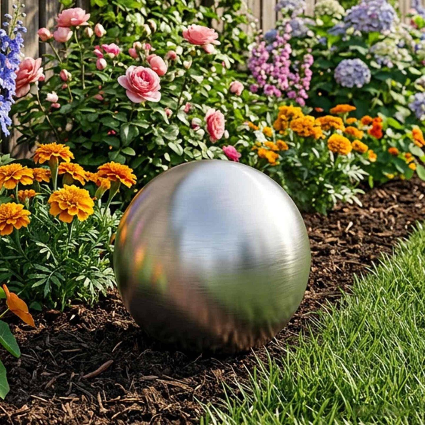 Børstet Ball Ø 20 cm Sølv Rustfritt stål 201