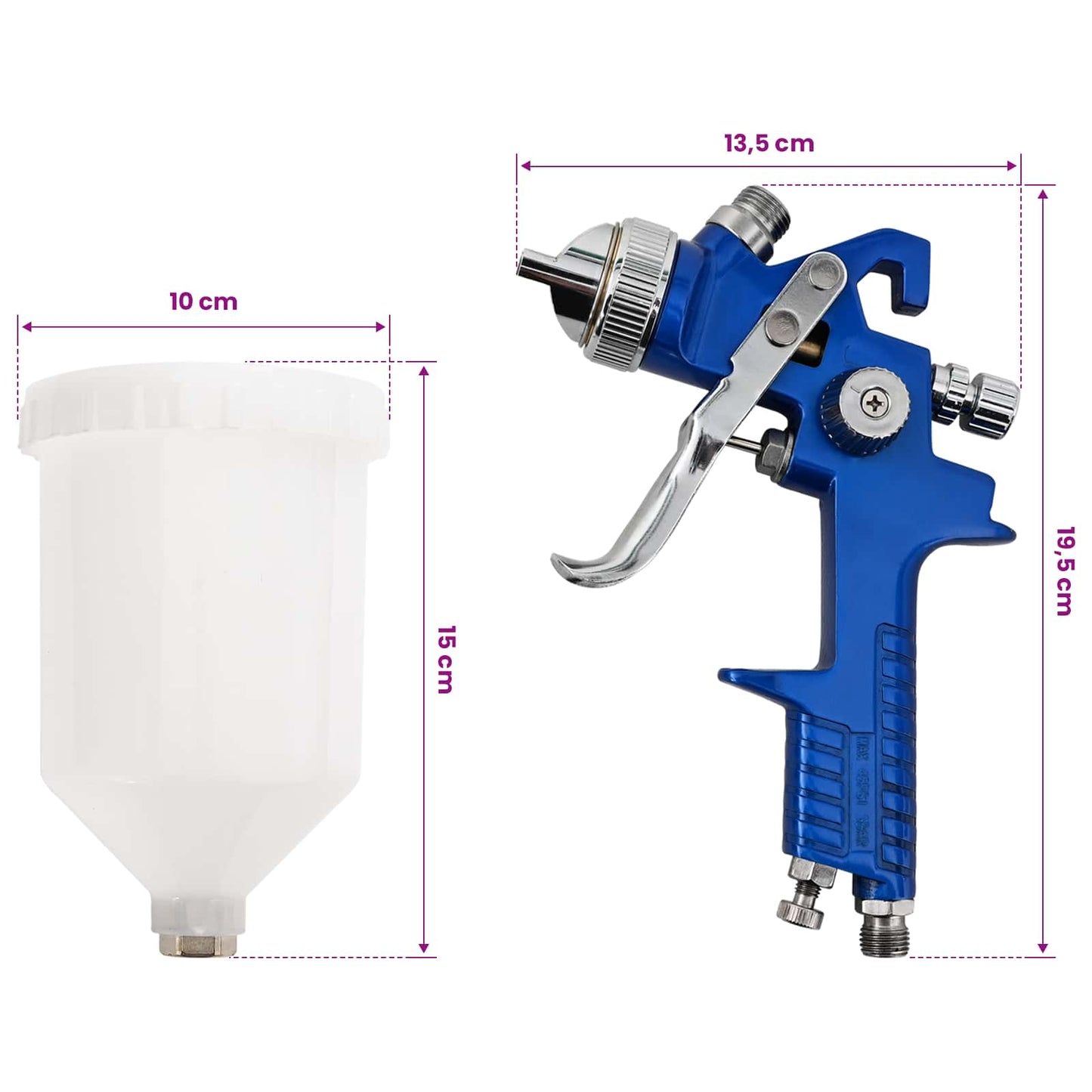 HVLP malingssprayepistolsett med 600 ml beger 600 ml
