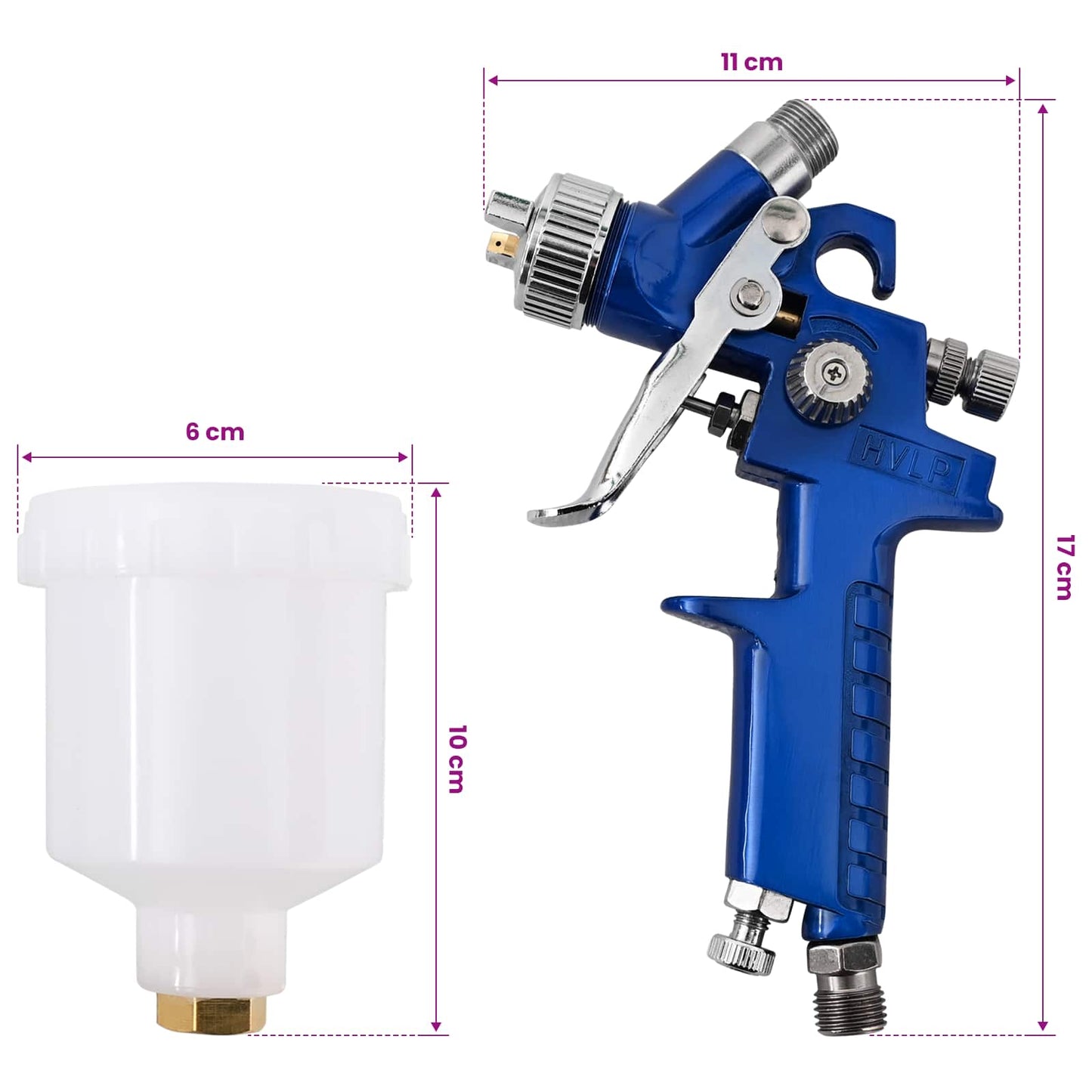 HVLP Malingspraypistol Sett 125 ml Kop 0,8 mm Dyse 125 ml