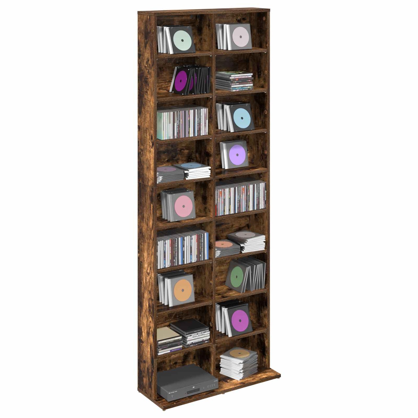 CD skap Røkt Eik 65 x 23,5 x 175 cm Konstruert tre