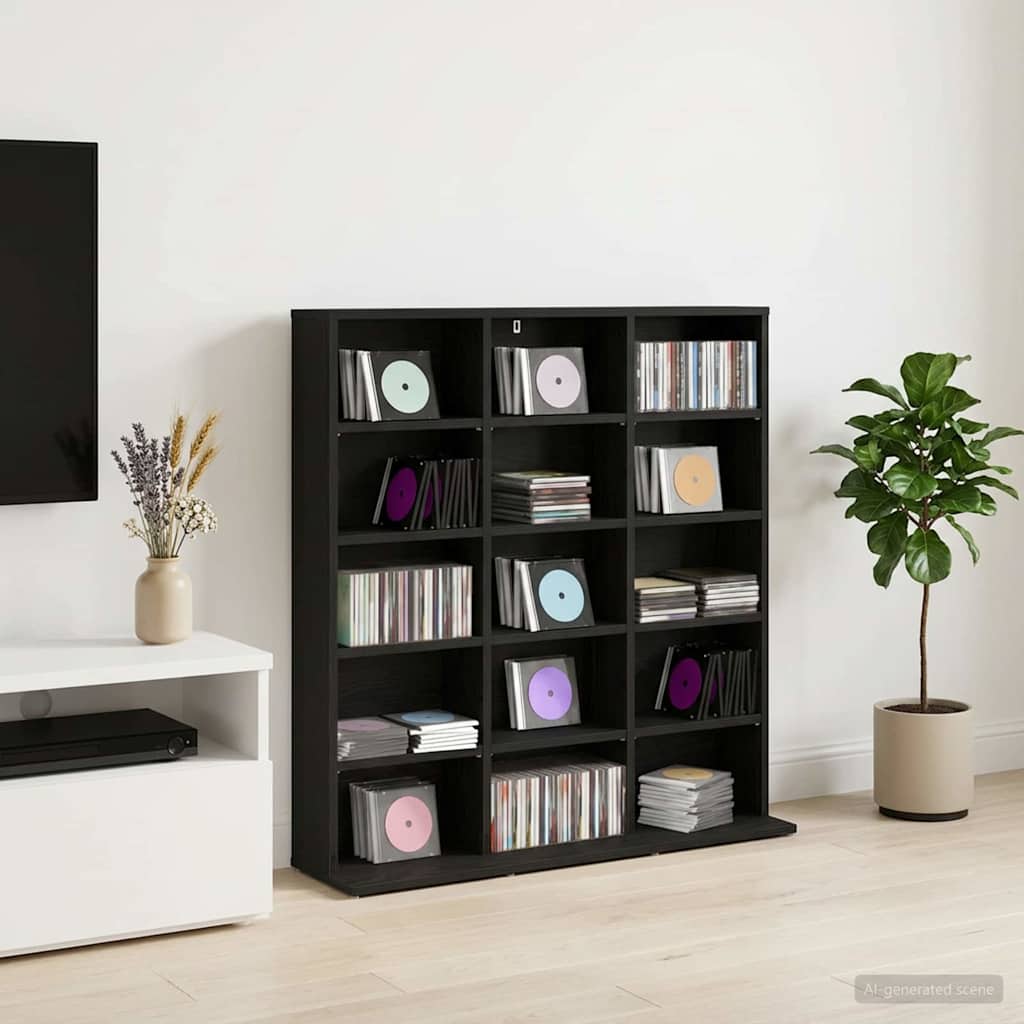 CD skap Svart eik 96 x 23,5 x 97,5 cm Konstruert tre